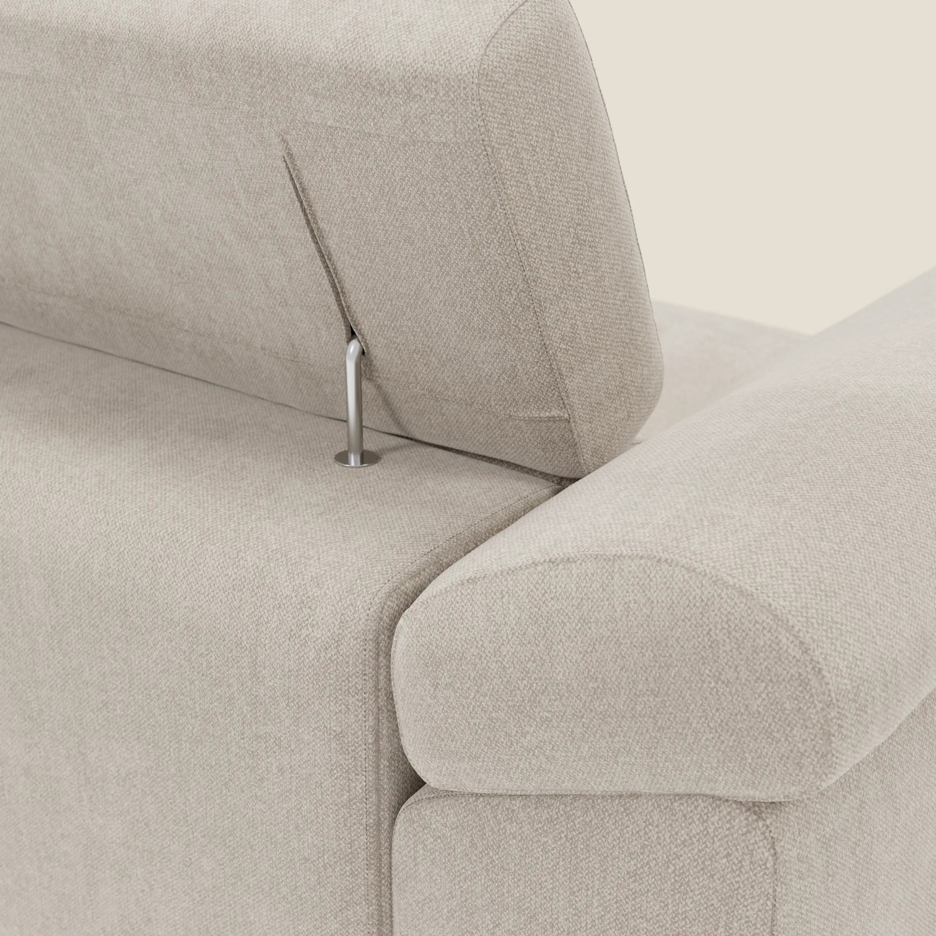 Donatello Canapé d'angle avec assises extensibles accoudoirs avec coffre et têtières en tissu détachable T23 crème