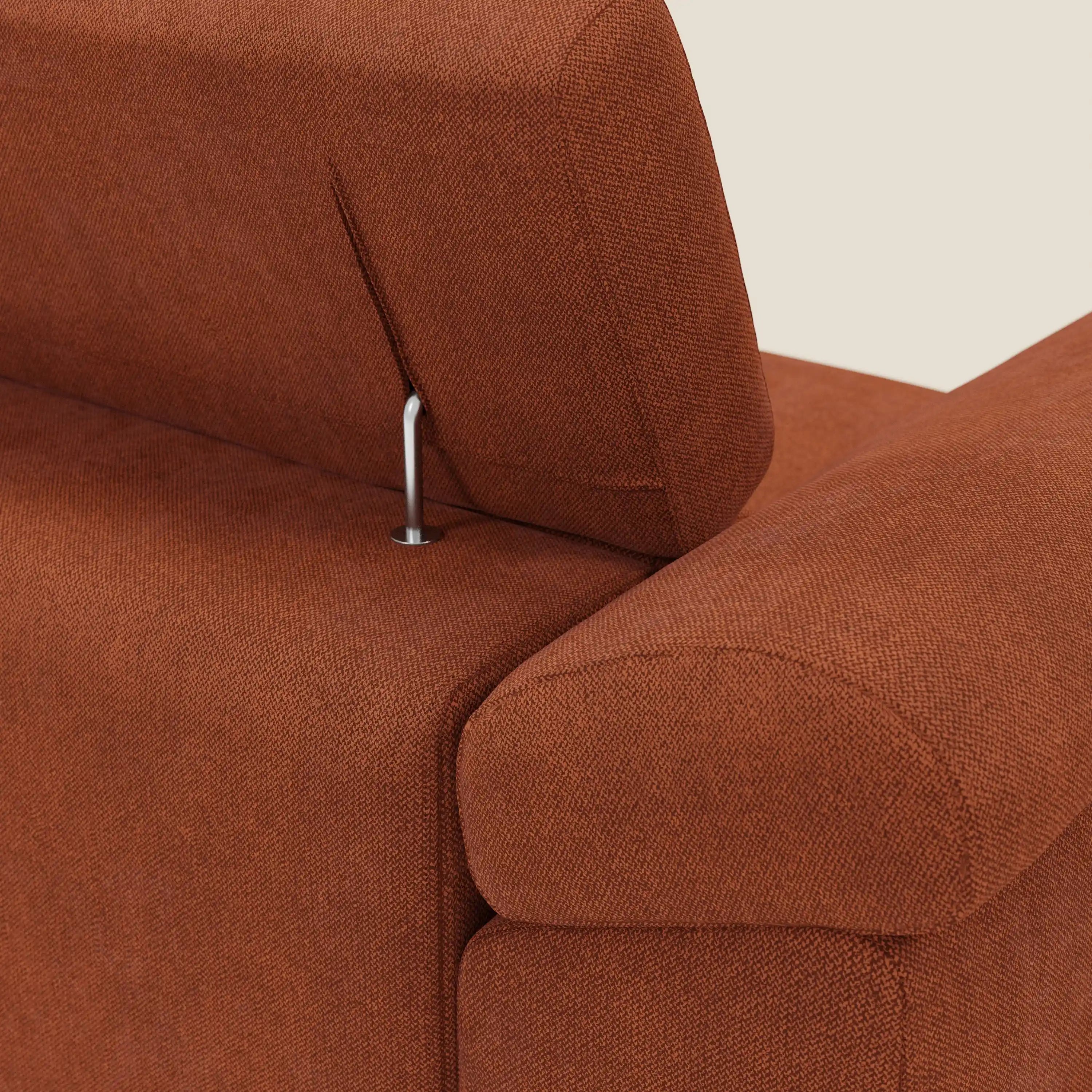 Donatello Canapé d'angle avec assises extensibles accoudoirs avec coffre et têtières en tissu détachable T23 orange rouille