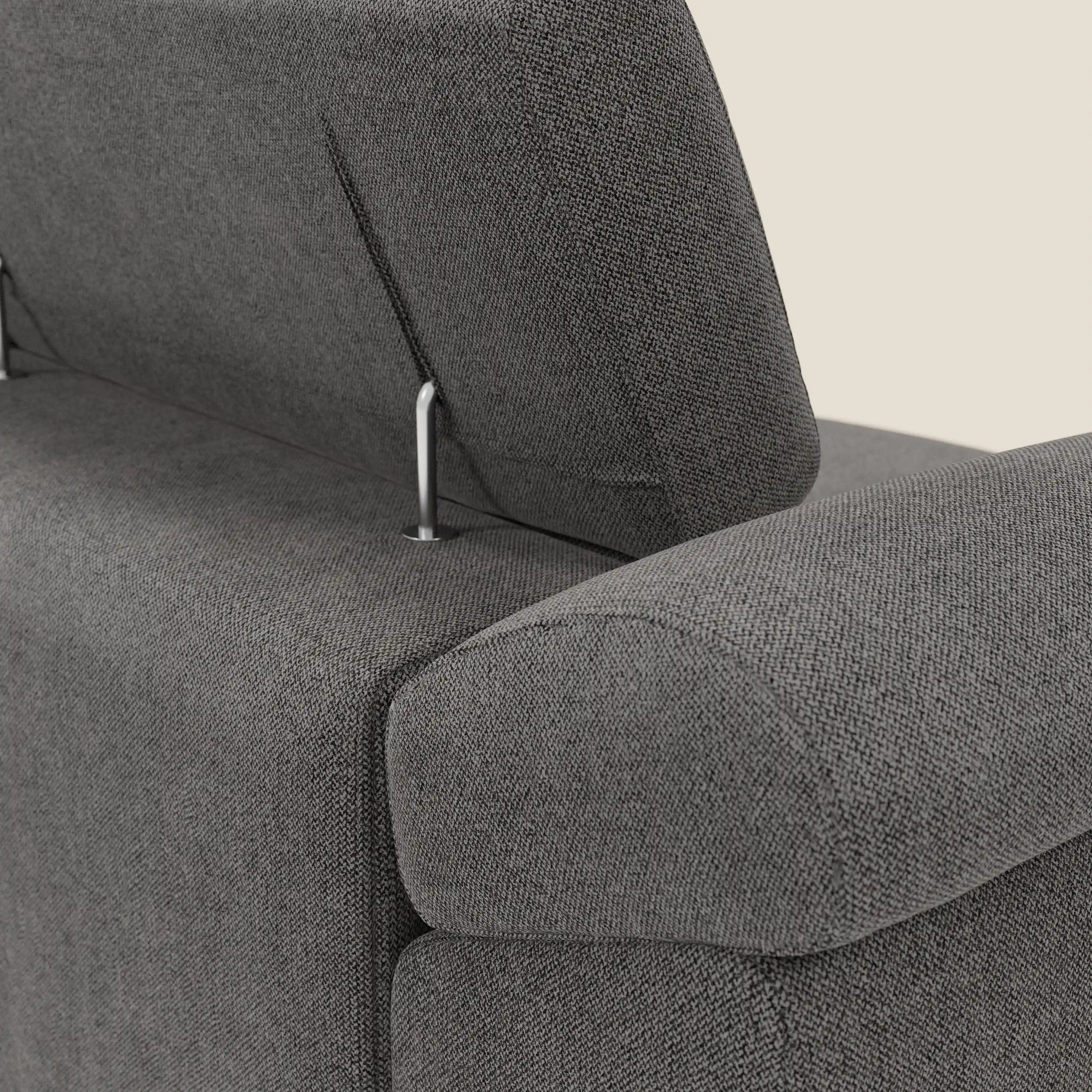 Donatello Canapé avec 3 assises extensibles accoudoirs avec coffre et têtières inclinables en tissu détachable T23 anthracite