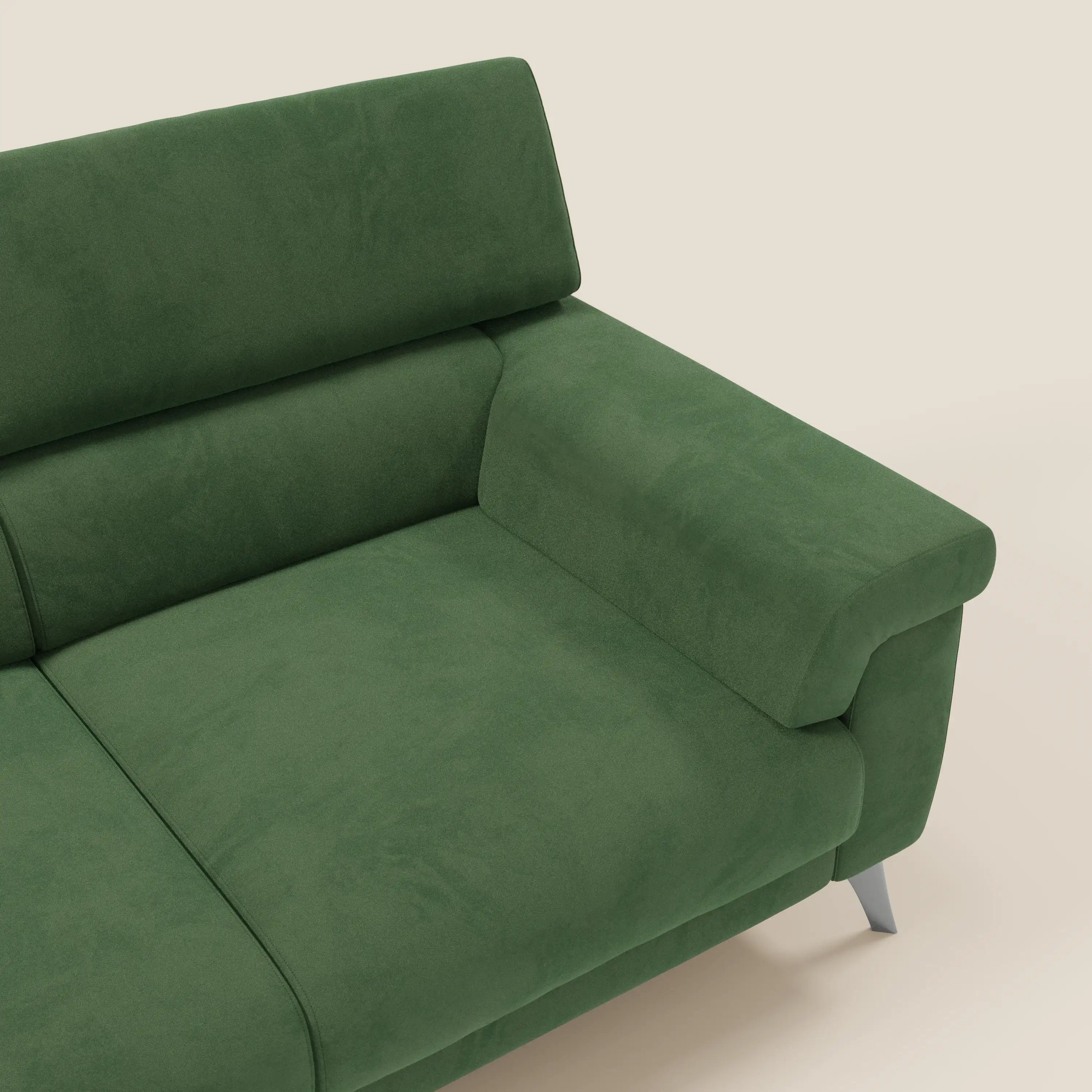 Raffaello Canapé avec 3 assises coulissantes et têtières inclinables en microfibre détachable T11 vert