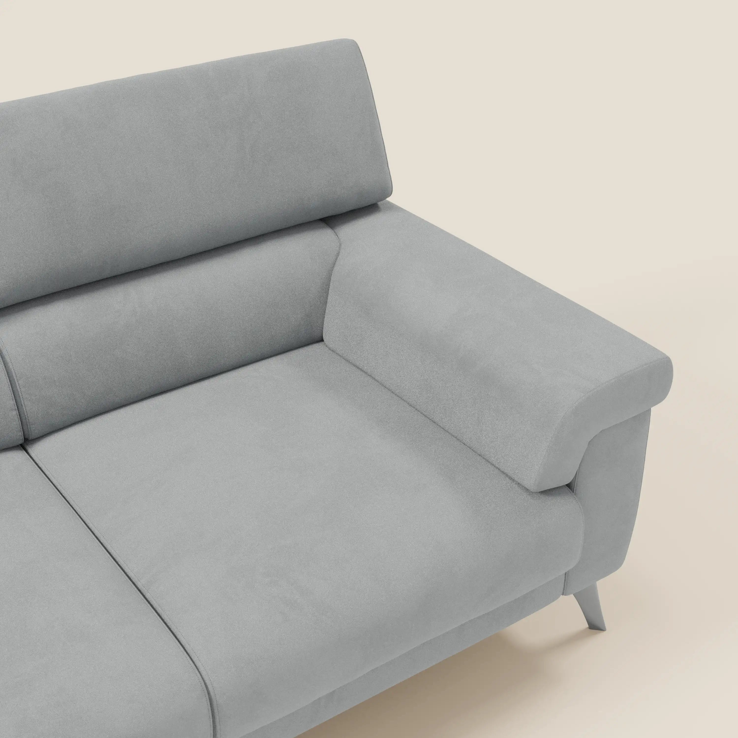 Raffaello Canapé avec 3 assises coulissantes et têtières inclinables en microfibre détachable T11 gris clair