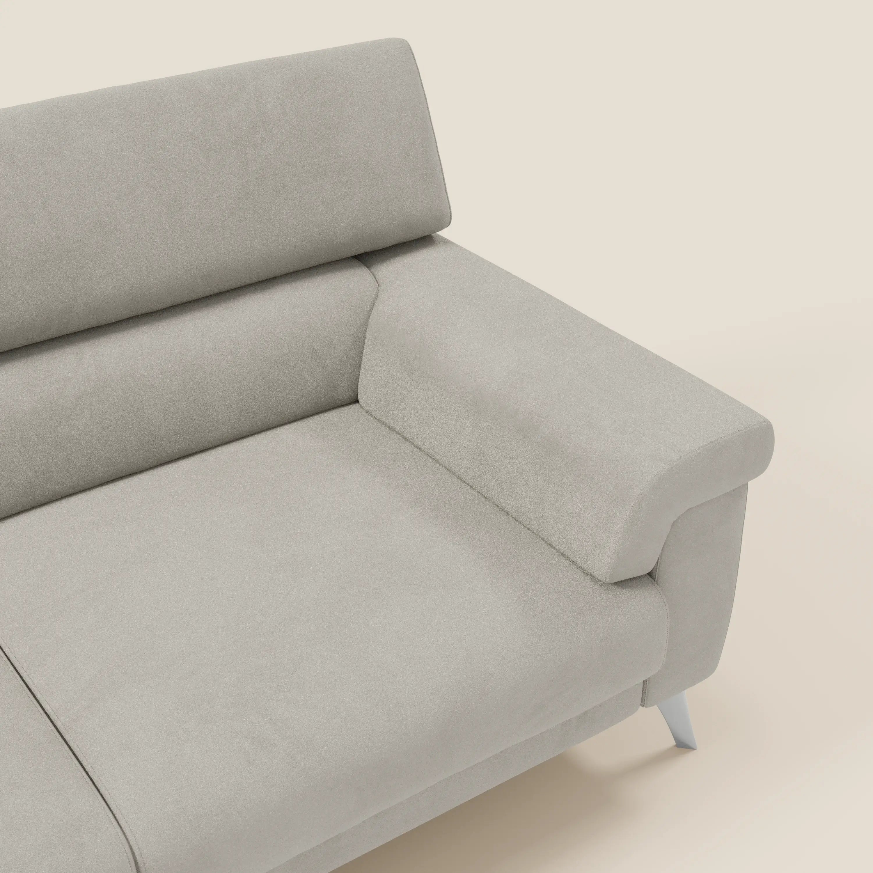 Raffaello Canapé avec assises coulissantes et têtières inclinables en microfibre détachable T11 crème
