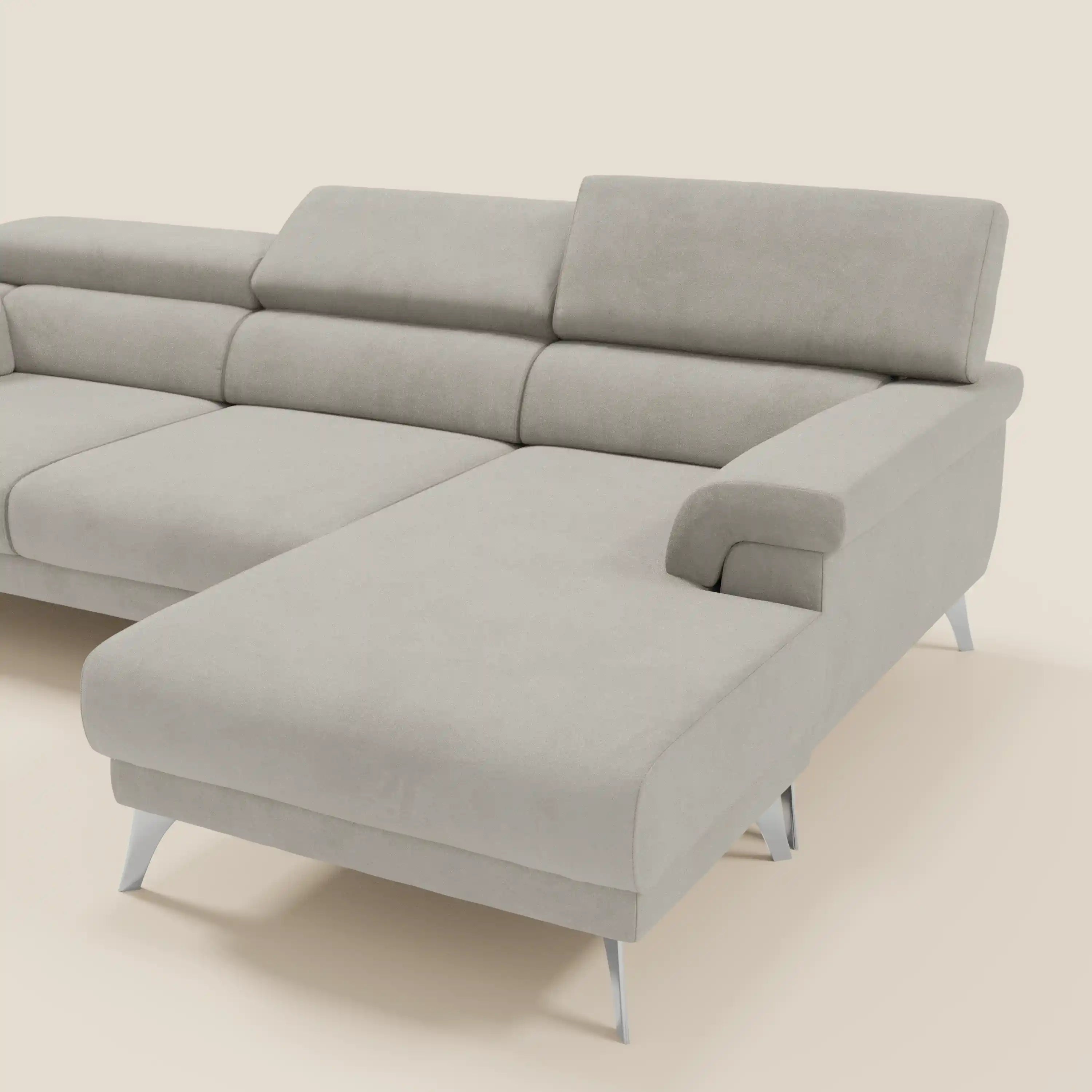 Raffaello Canapé d'angle avec assises coulissantes et têtières en microfibre détachable T11 crème