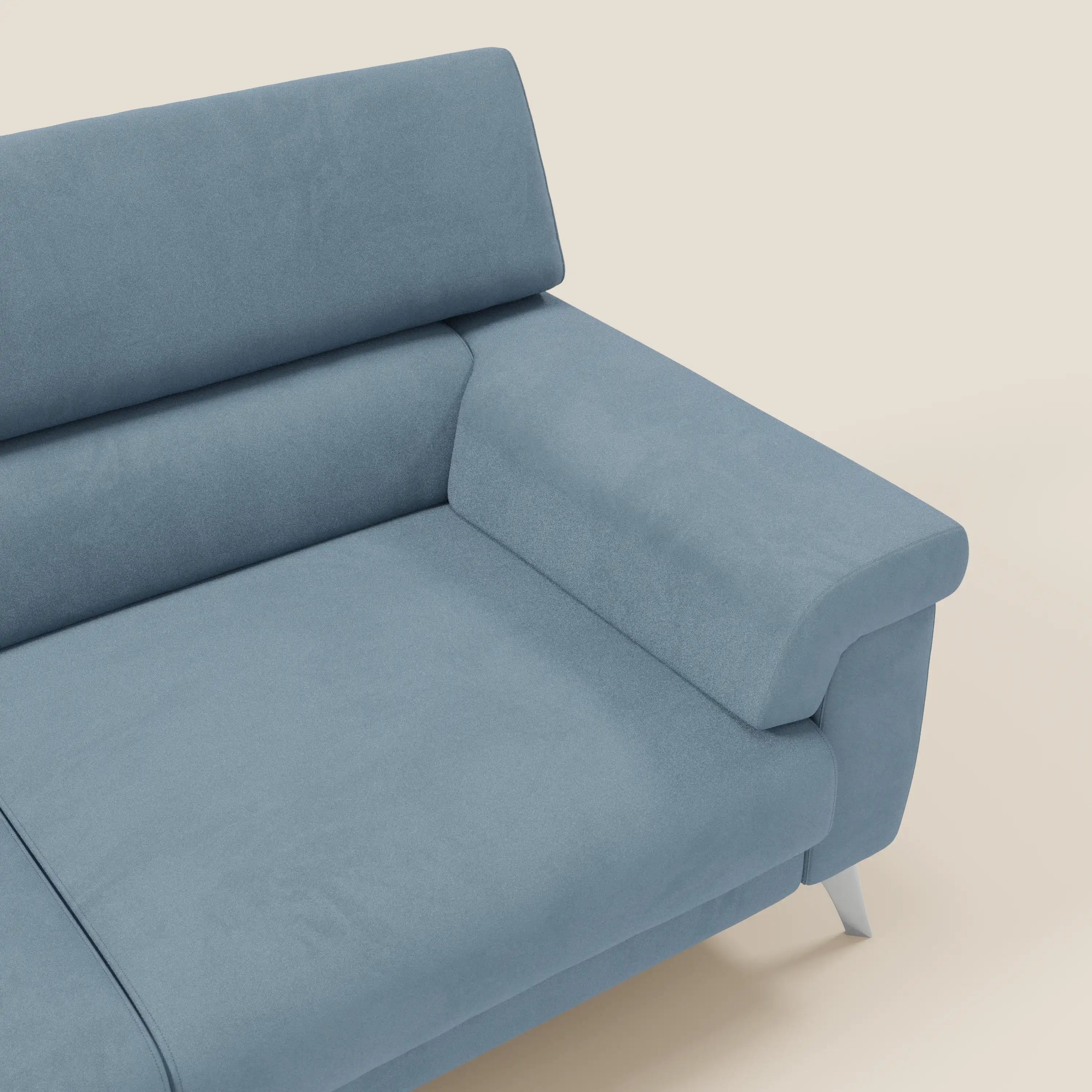 Raffaello Canapé avec assises coulissantes et têtières inclinables en microfibre détachable T11 bleu pastel