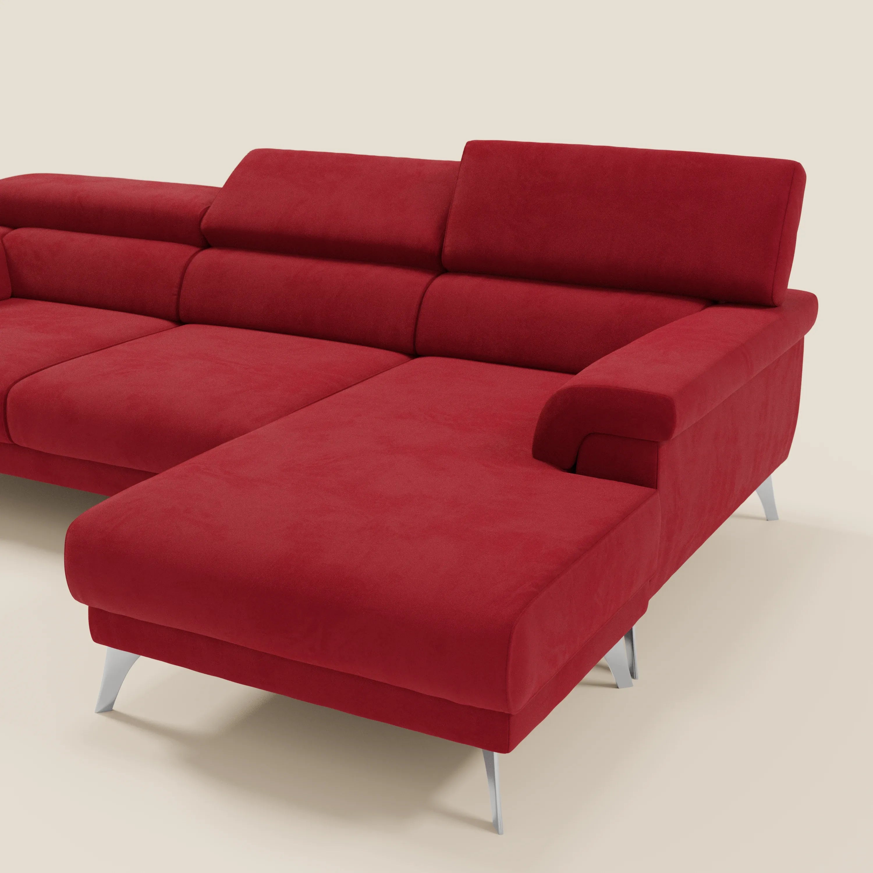 Raffaello Canapé d'angle avec assises coulissantes et têtières en microfibre détachable T11 rouge