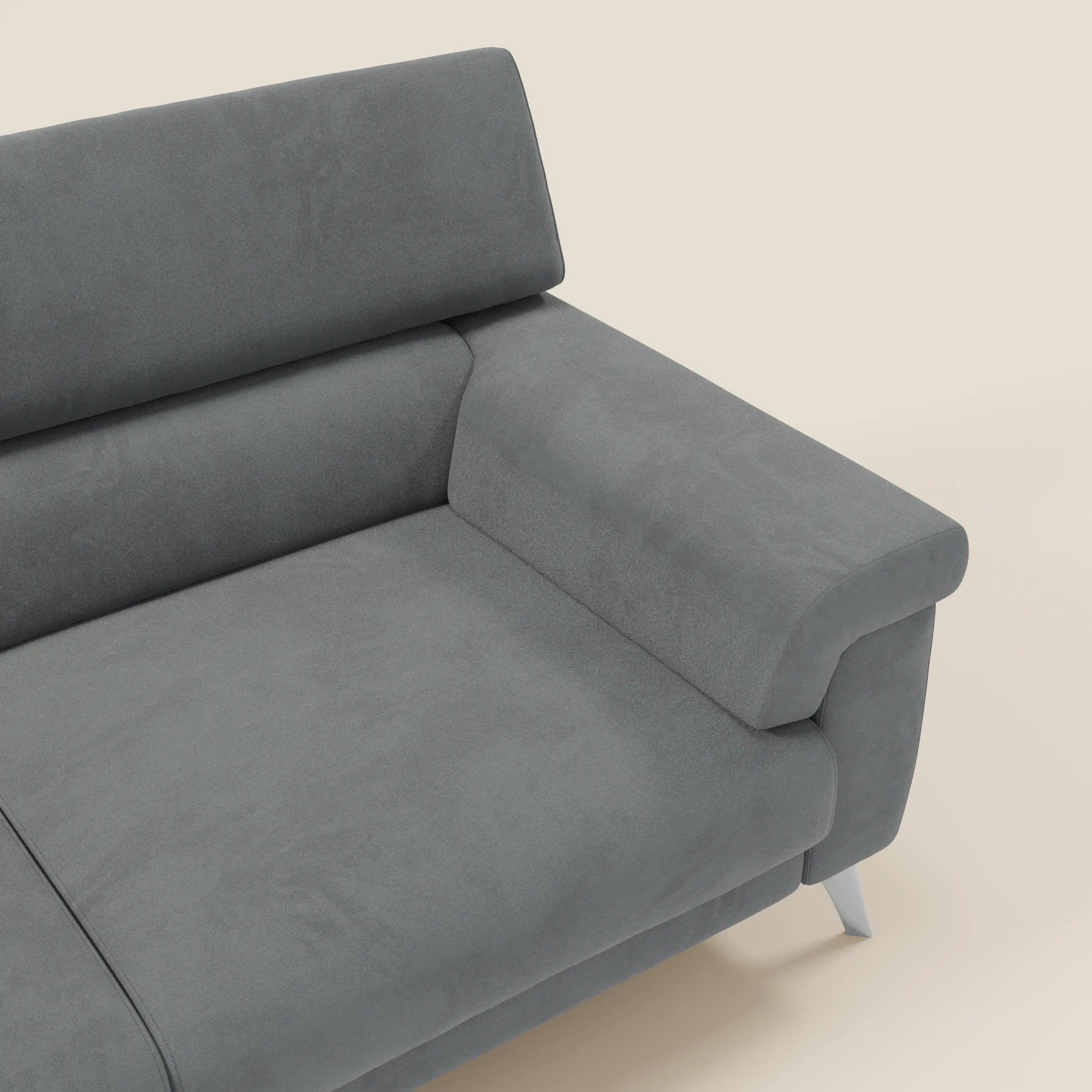 Raffaello Canapé avec assises coulissantes et têtières inclinables en microfibre détachable T11 gris