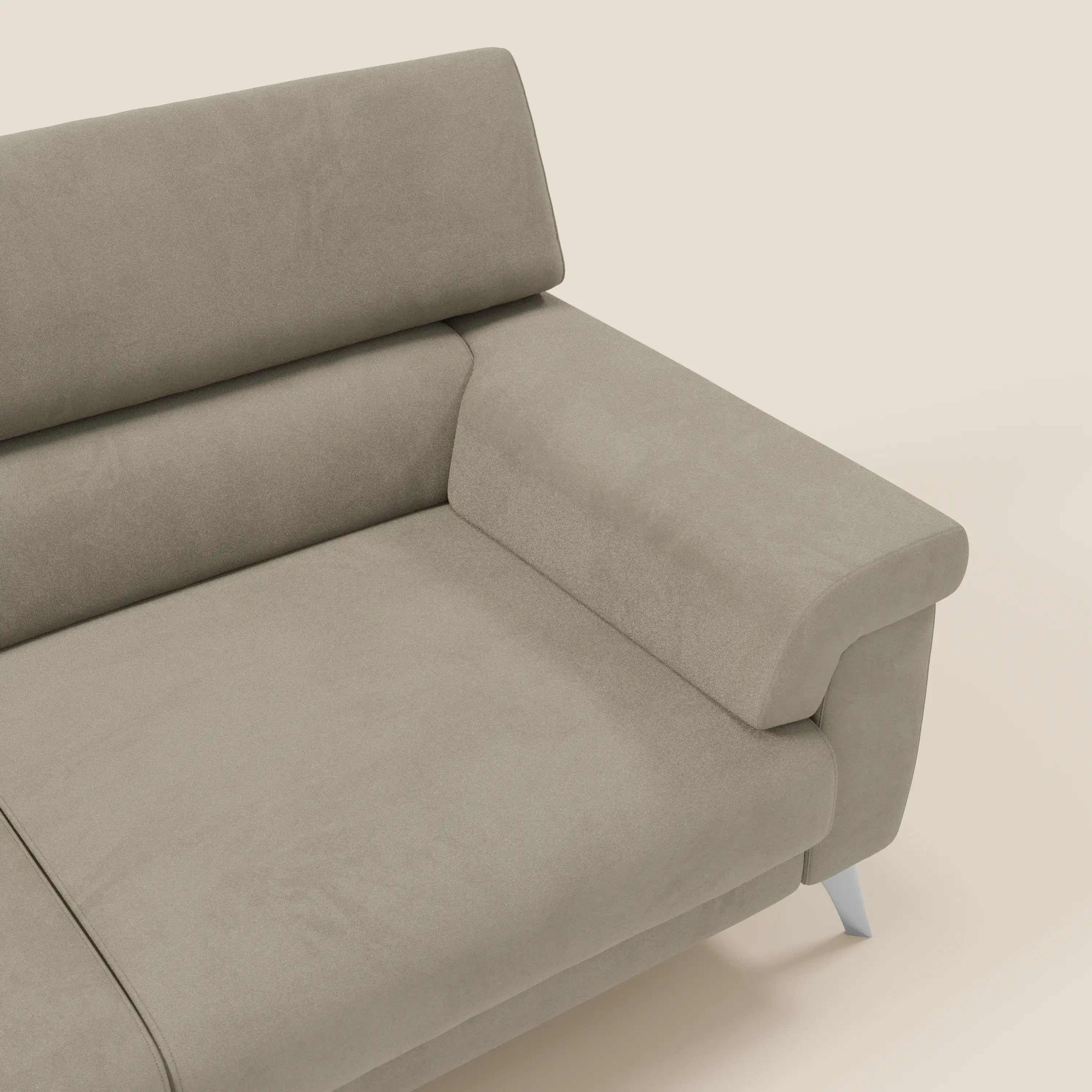 Raffaello Canapé avec assises coulissantes et têtières inclinables en microfibre détachable T11 taupe