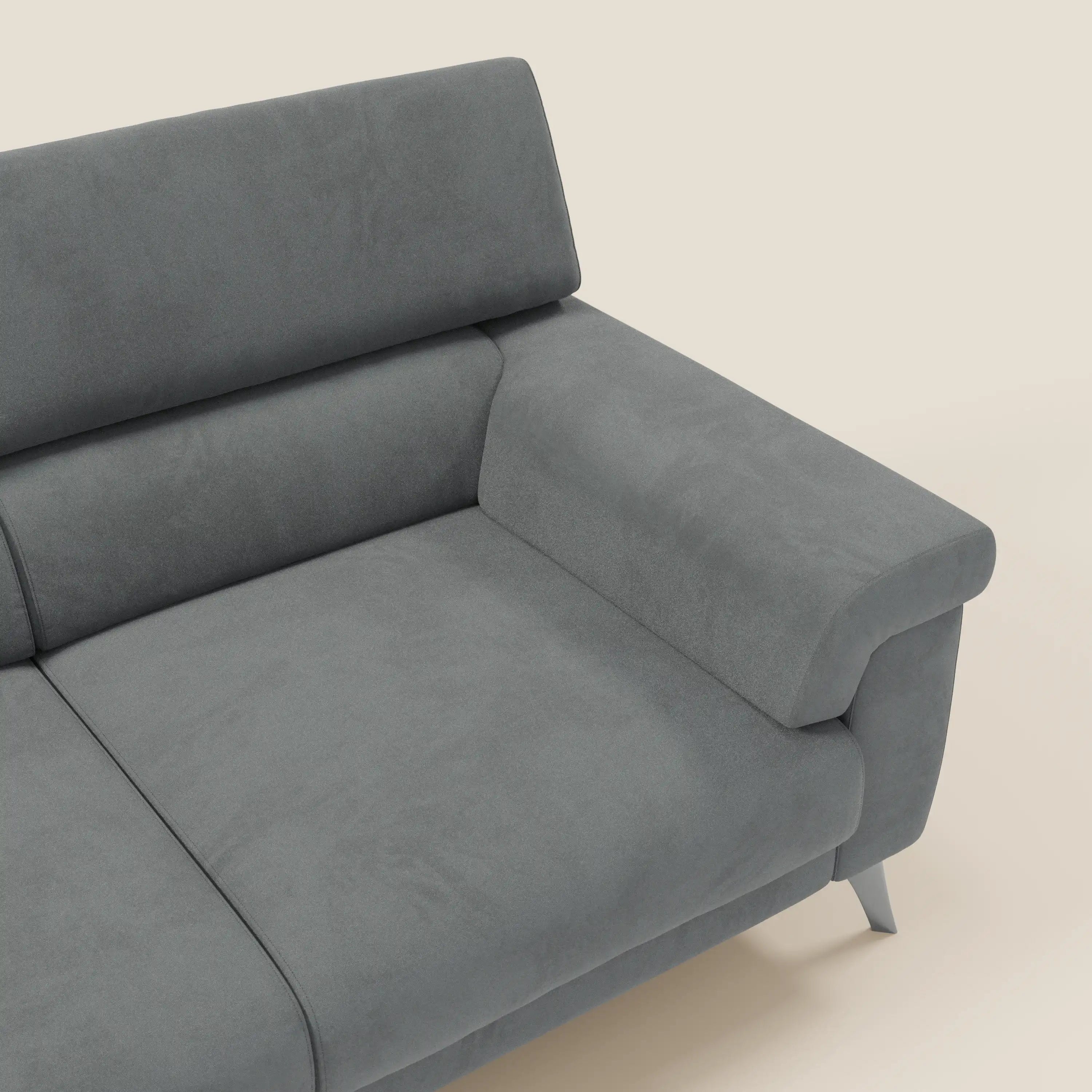 Raffaello Canapé avec 3 assises coulissantes et têtières inclinables en microfibre détachable T11 gris