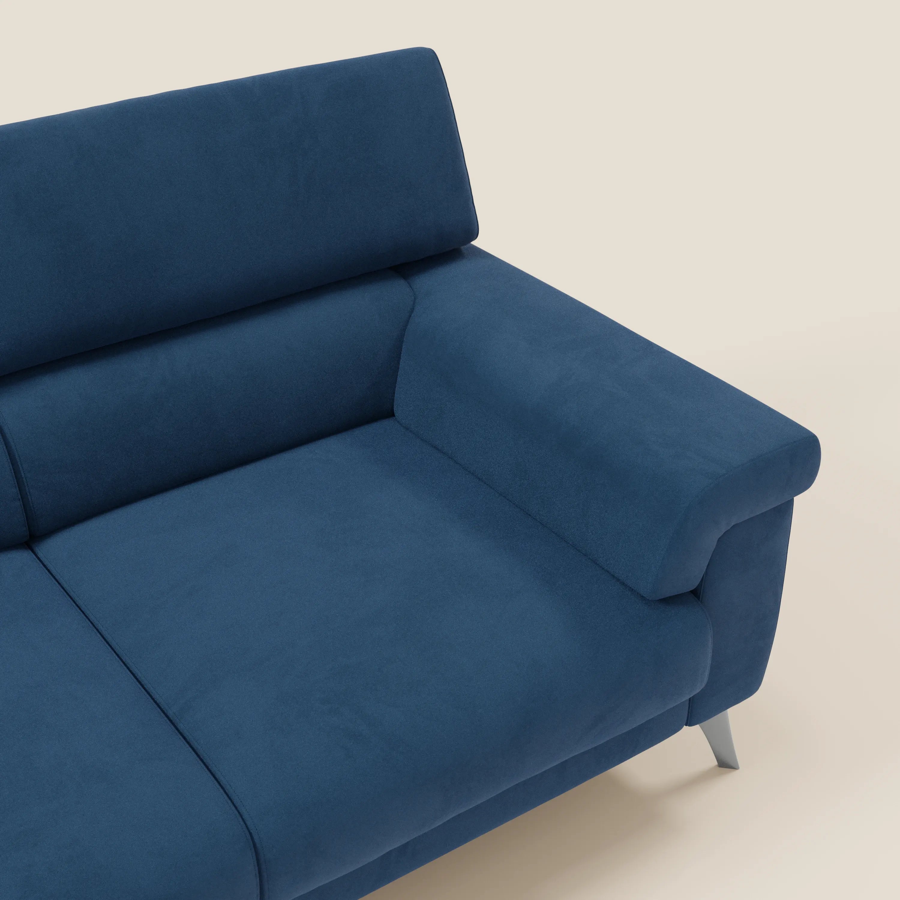 Raffaello Canapé avec 3 assises coulissantes et têtières inclinables en microfibre détachable T11 bleu