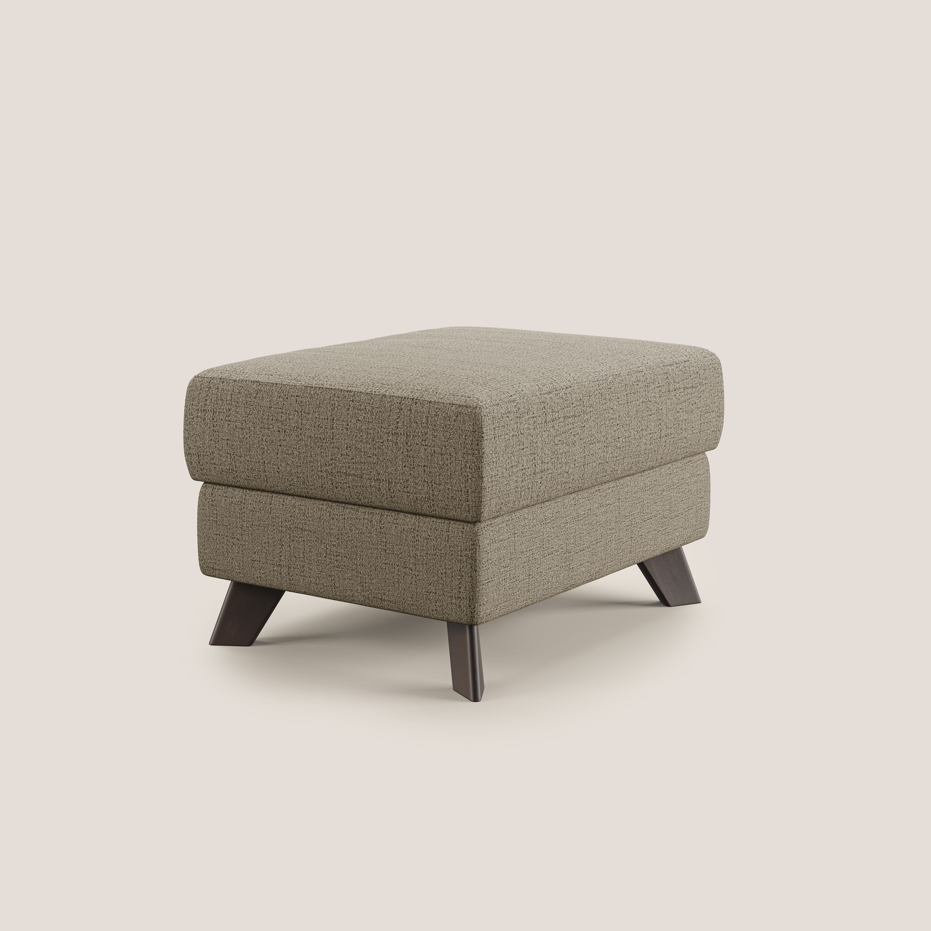 Moon Pouf contenitore e piedini alti in tessuto morbido impermeabile fiammato T03 marrone - divani.store