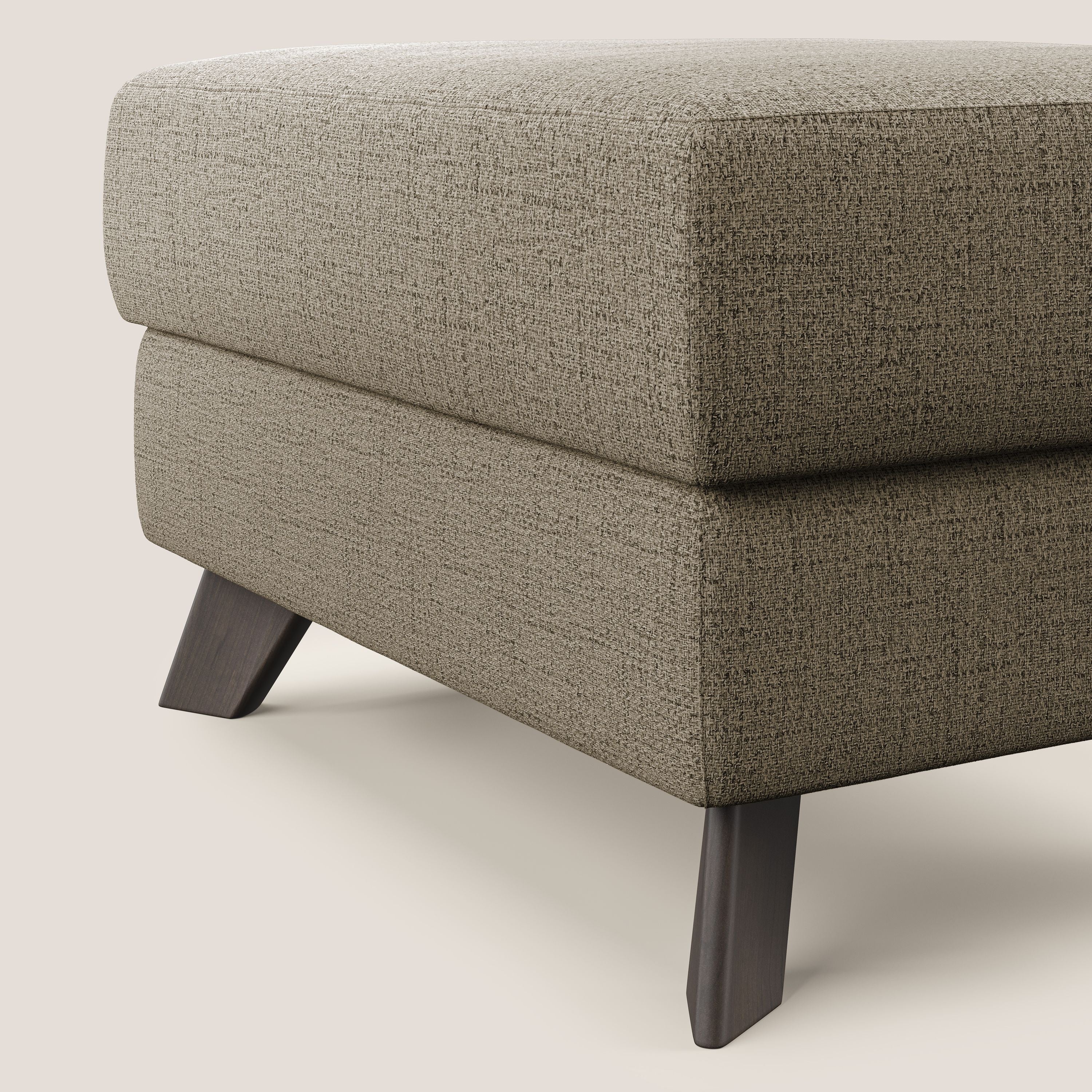 Moon Pouf contenitore e piedini alti in tessuto morbido impermeabile fiammato T03 marrone - divani.store