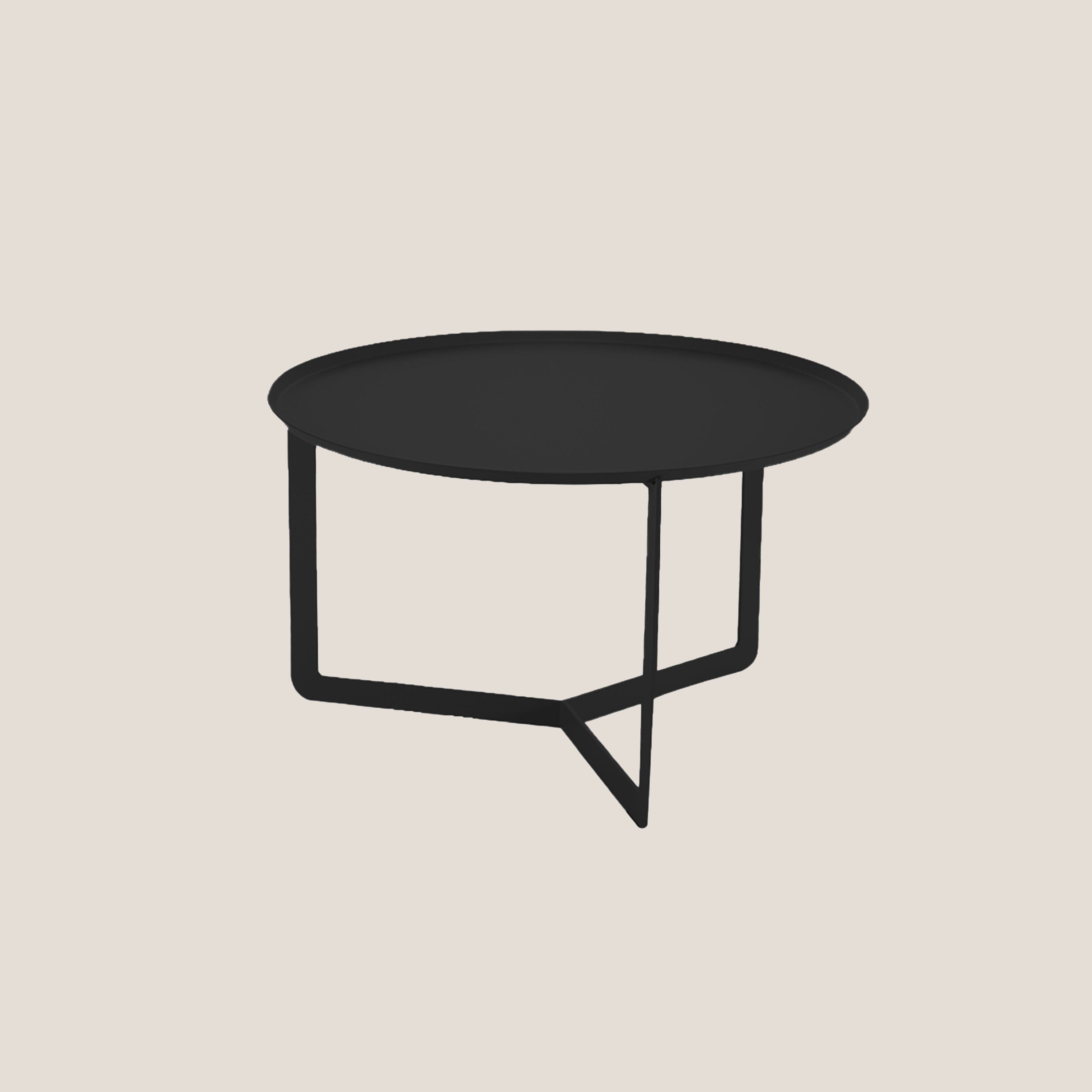 Round tavolino rotondo da salotto in metallo h36 cm nero - divani.store