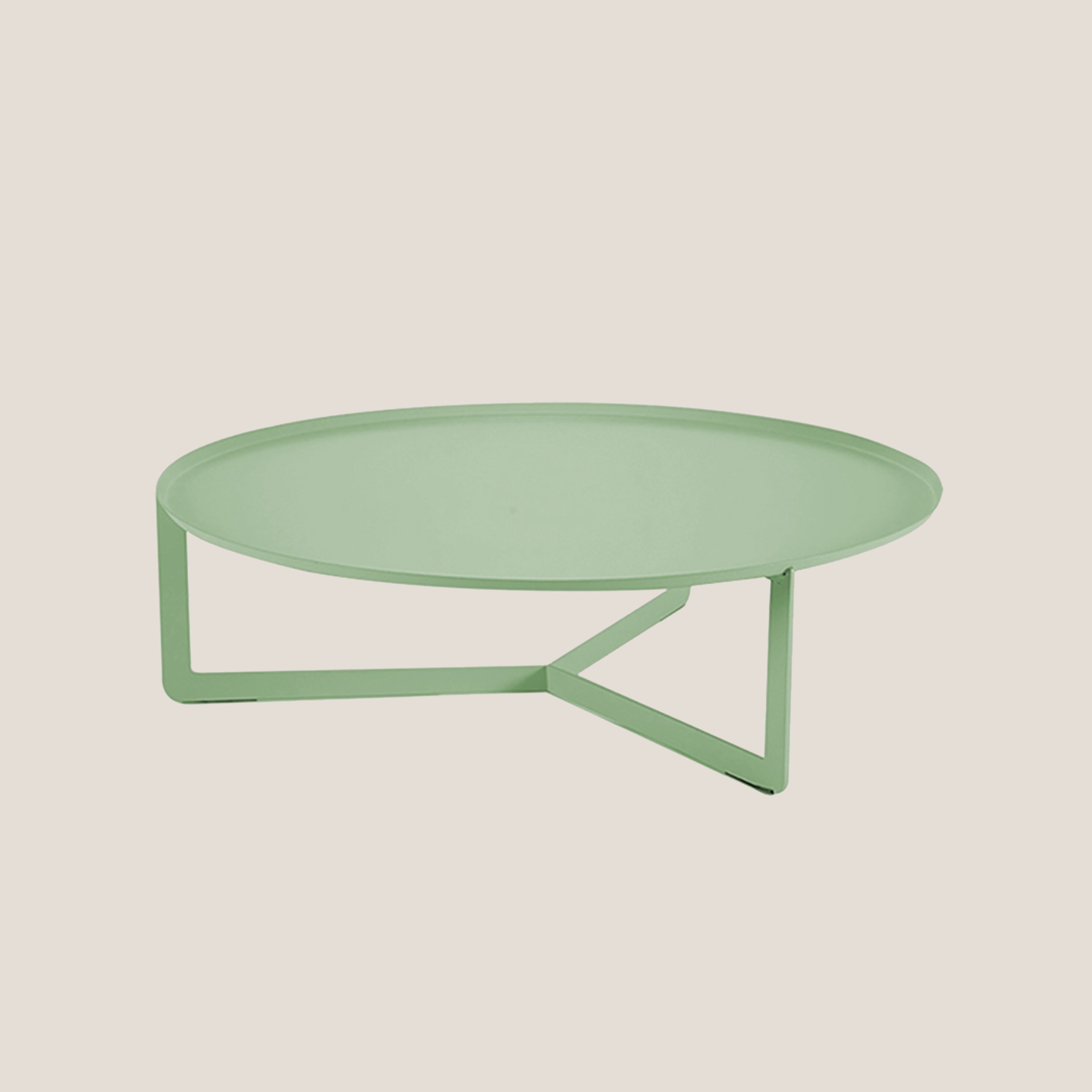 Round tavolino basso rotondo da salotto in metallo h23 cm oliva - divani.store
