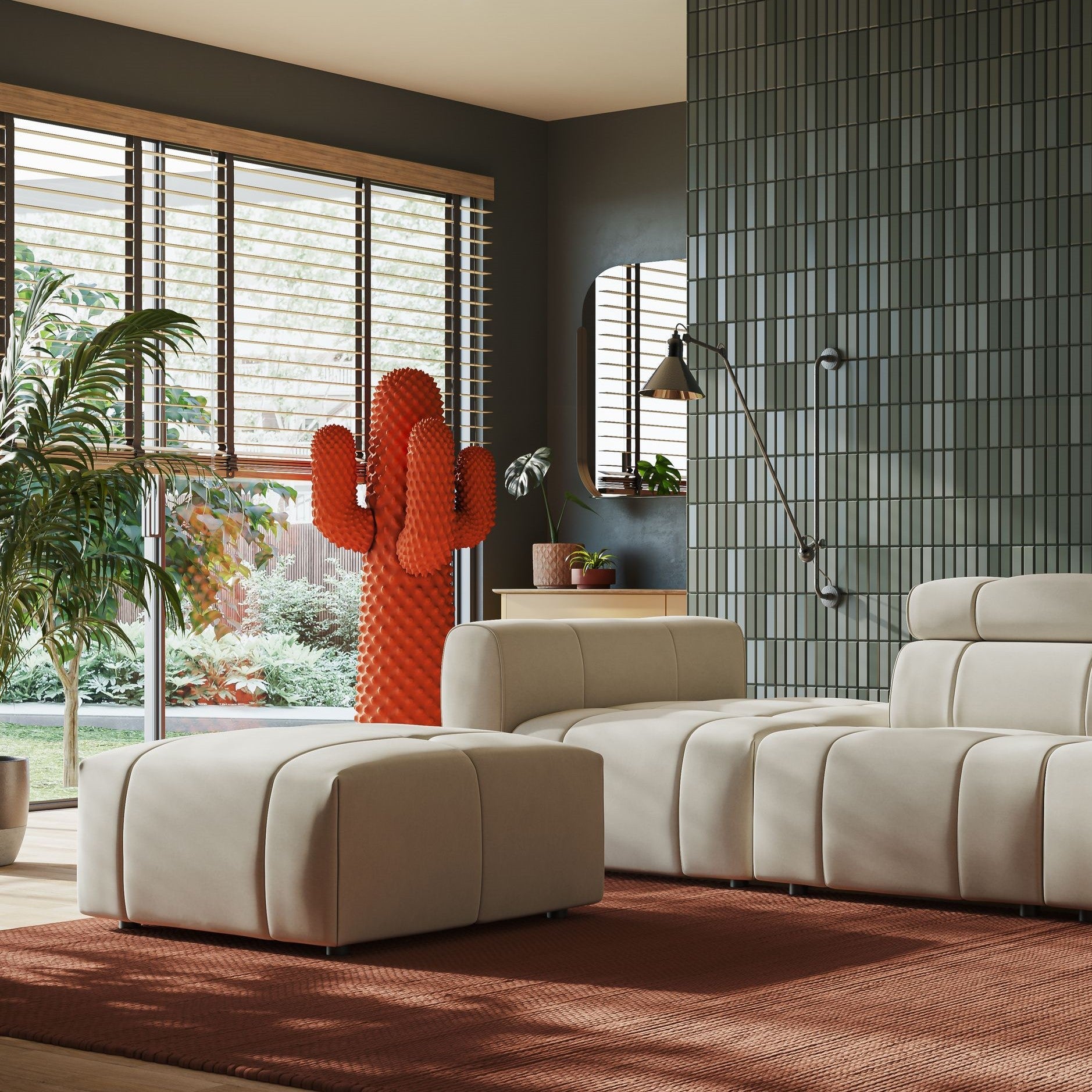 Giotto pouf in morbida microfibra effetto velluto impermeabile idrorepellente T09 antracite - divani.store