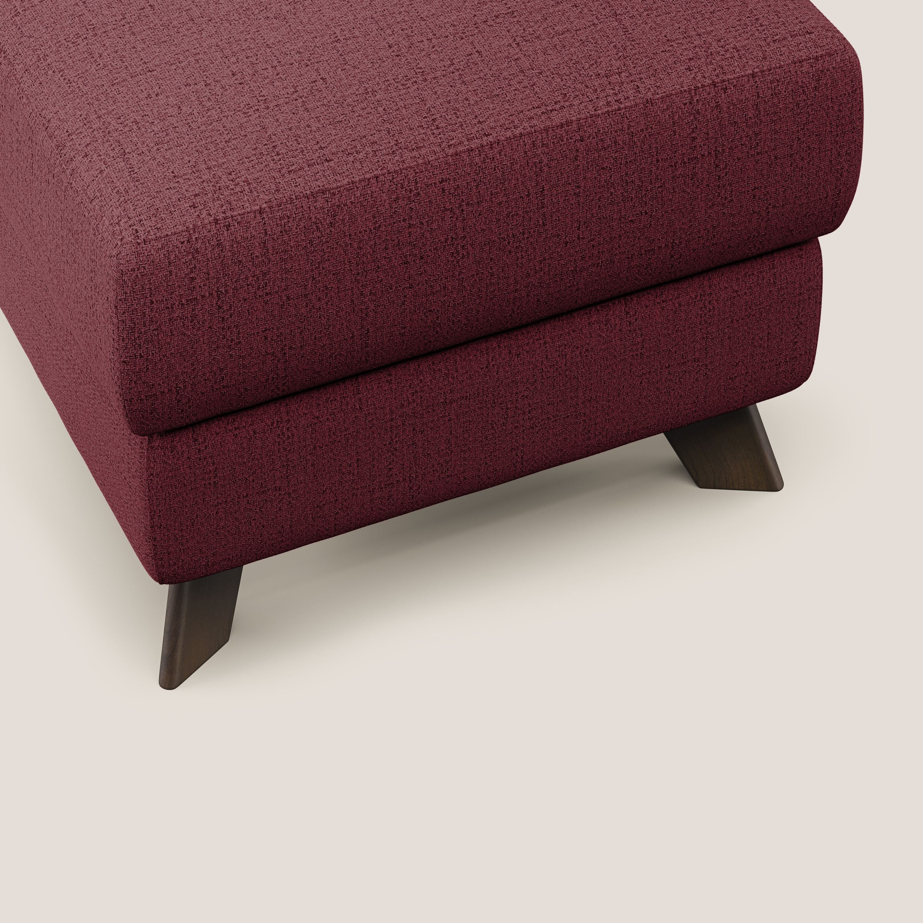 Moon Pouf contenitore e piedini alti in tessuto morbido impermeabile fiammato T03 rosso - divani.store