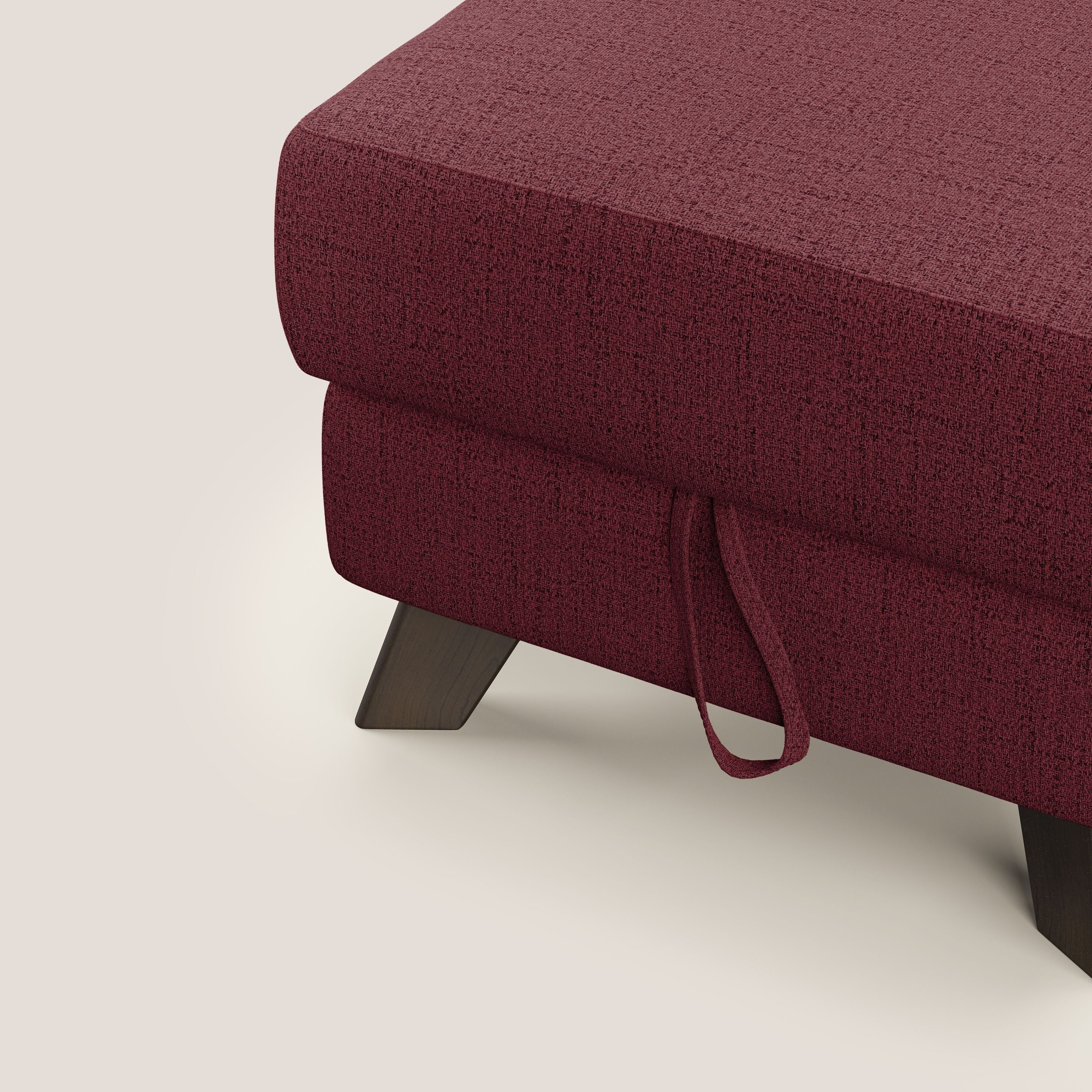 Moon Pouf contenitore e piedini alti in tessuto morbido impermeabile fiammato T03 rosso - divani.store