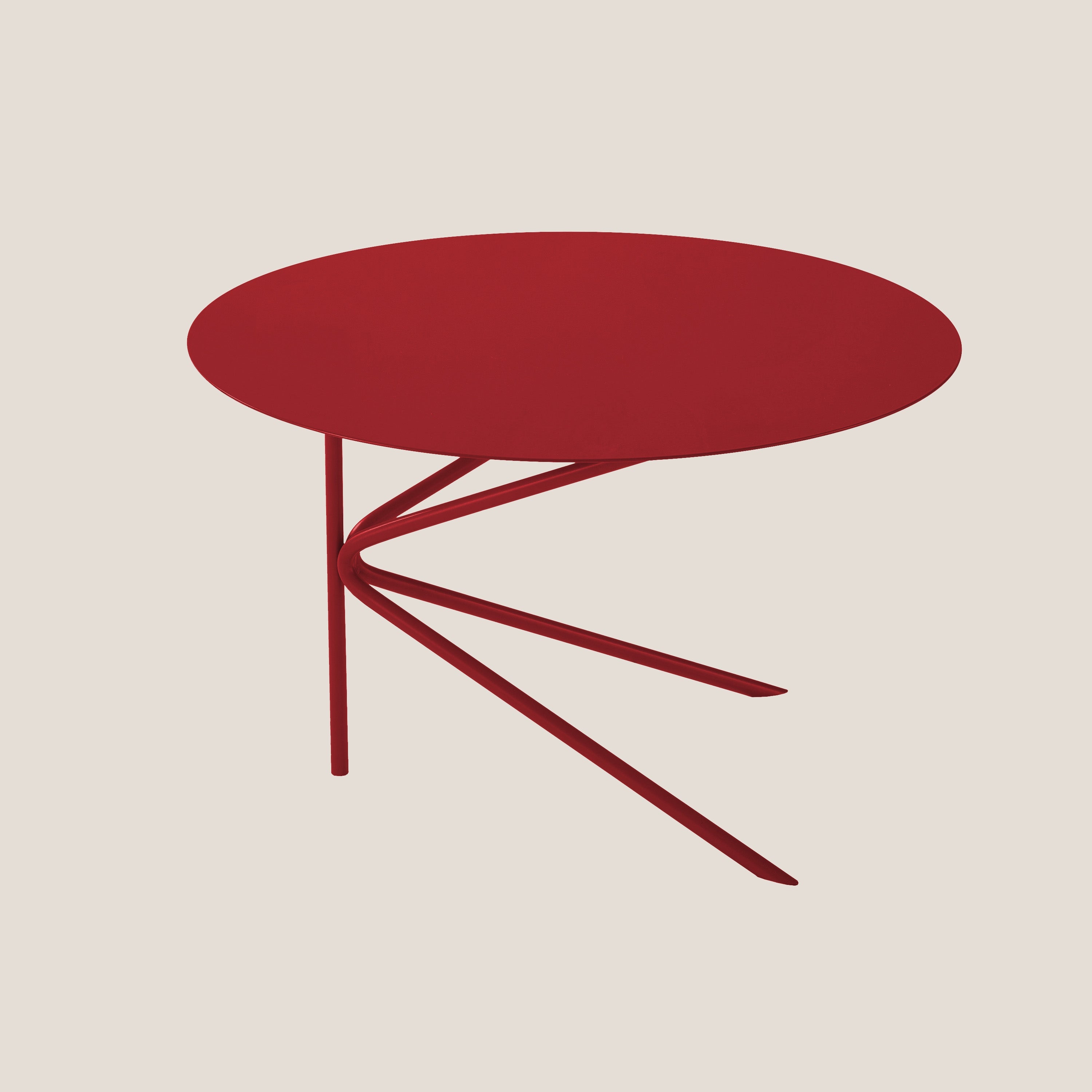 Twin tavolino BASSO rotondo minimale in diverse colorazioni rosso dalia - divani.store