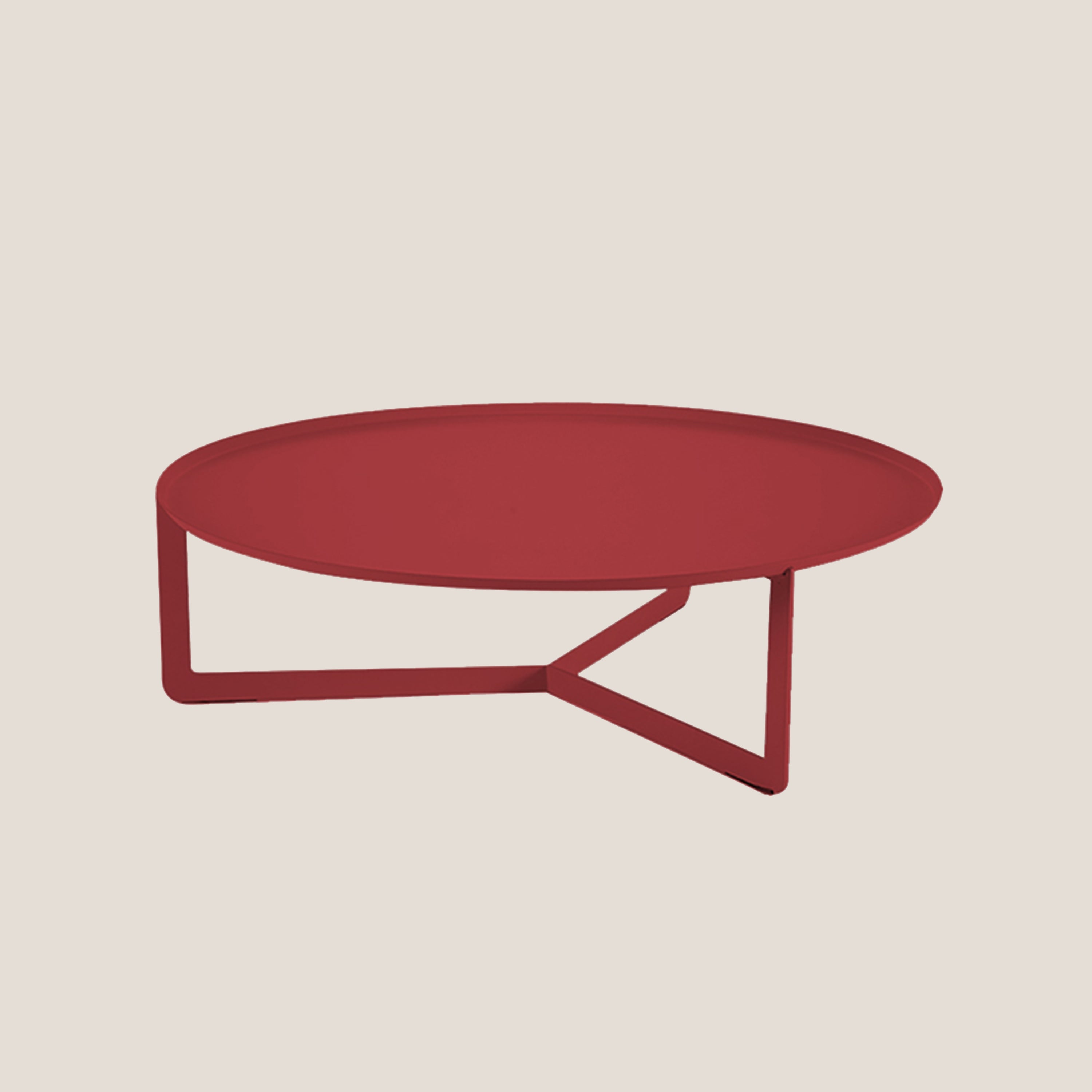 Round tavolino basso rotondo da salotto in metallo h23 cm rosso dalia - divani.store