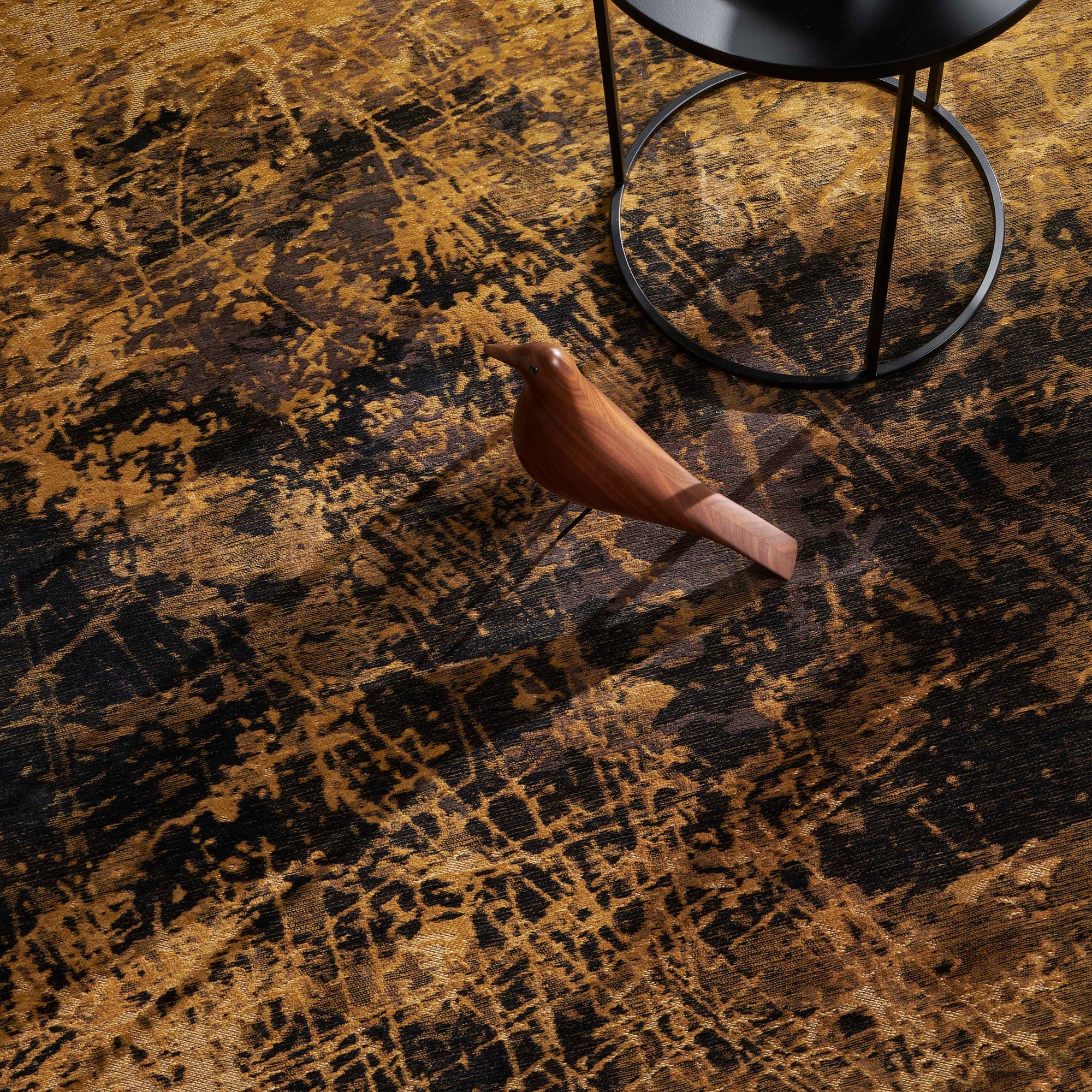 Notturno-nel-deserto tappeto rotondo a fantasia astratta in cotone di ciniglia - divani.store