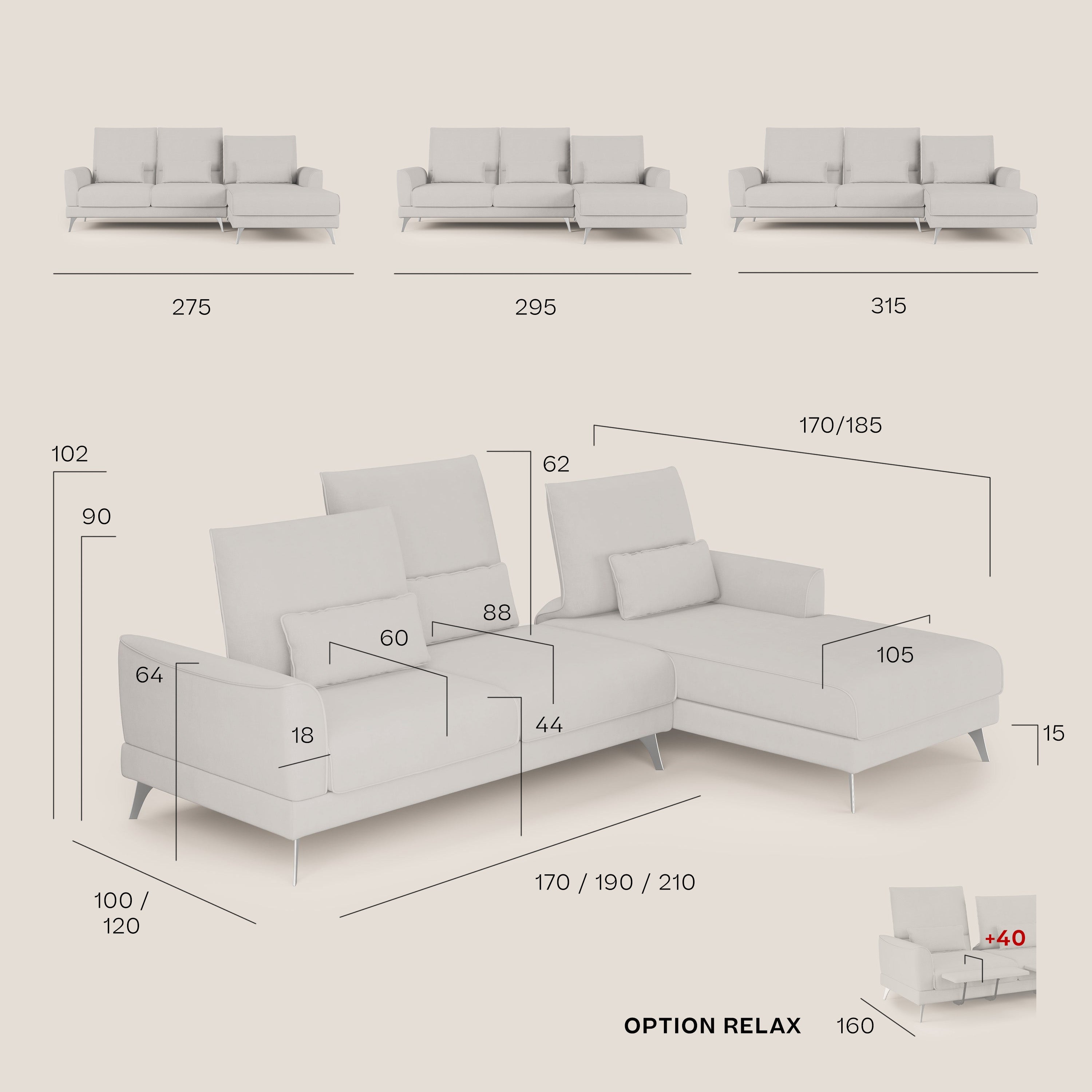 Tommy Divano angolare con relax e schienali traslanti in microfibra smacchiabile T11 grigio - divani.store
