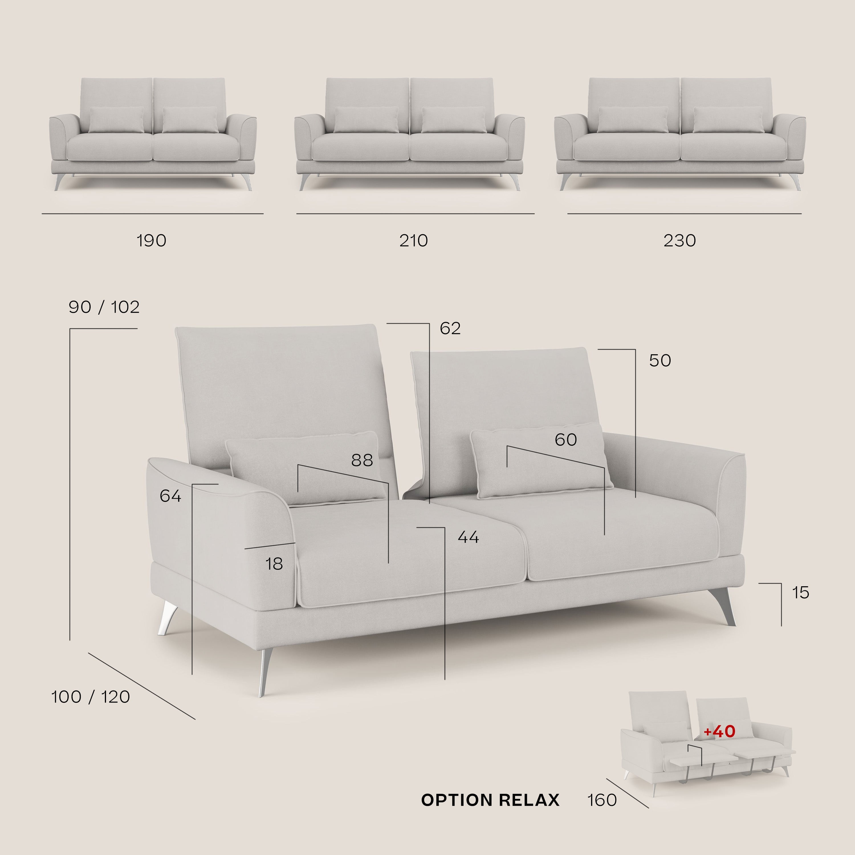 Tommy Divano relax con schienali traslanti in microfibra smacchiabile T11 grigio - divani.store