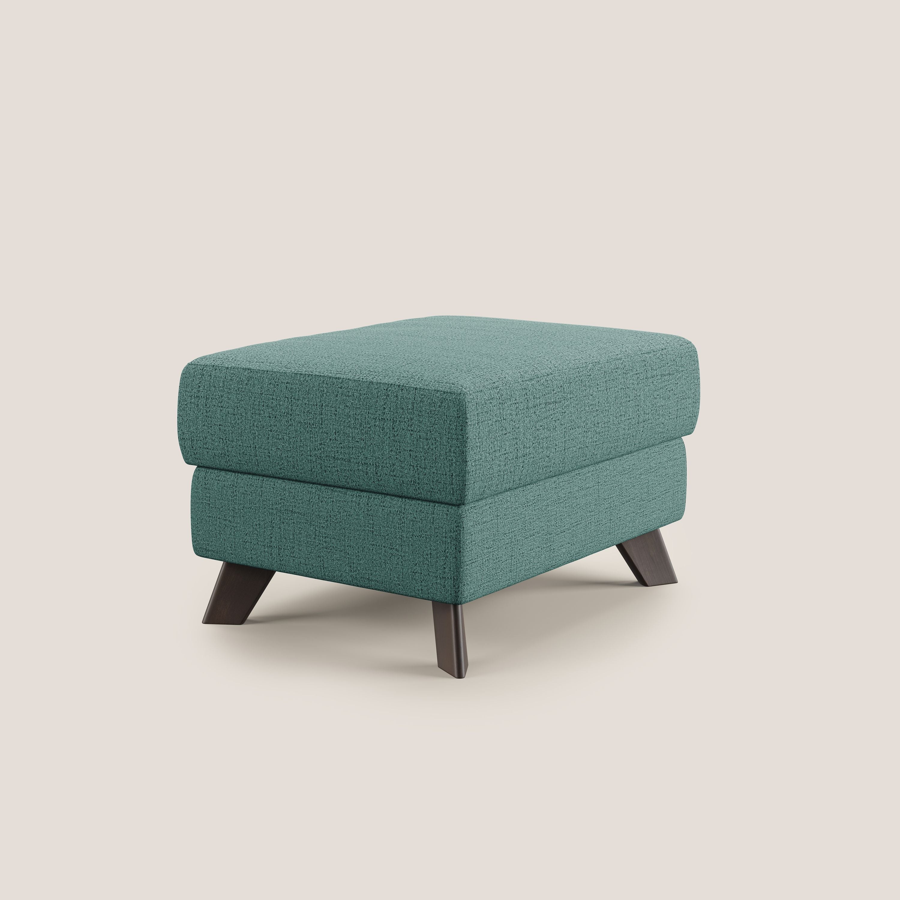 Moon Pouf contenitore e piedini alti in tessuto morbido impermeabile fiammato T03 verde acqua - divani.store