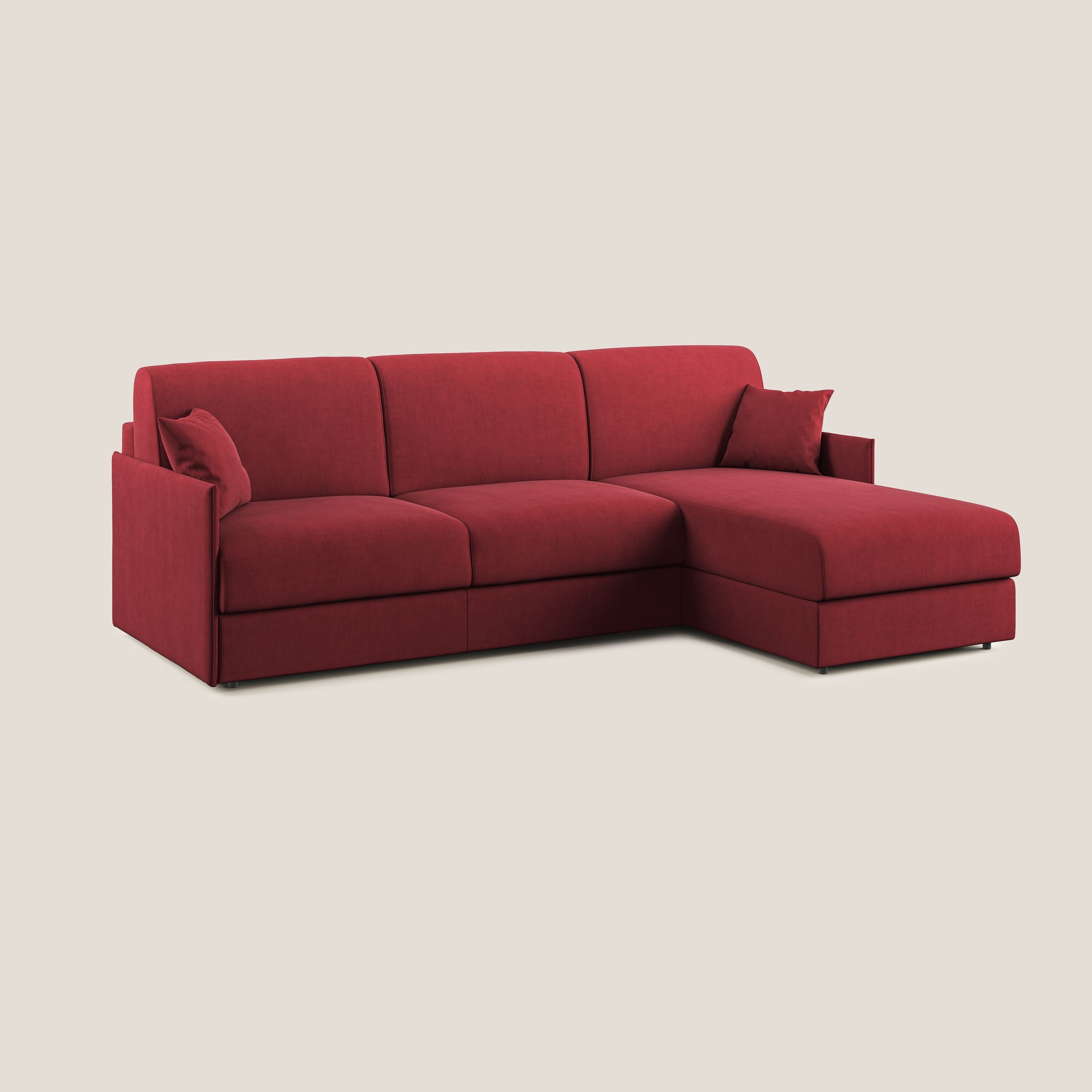 Evans Divano letto angolare con penisola in morbido tessuto impermeabile T02 - divani.store