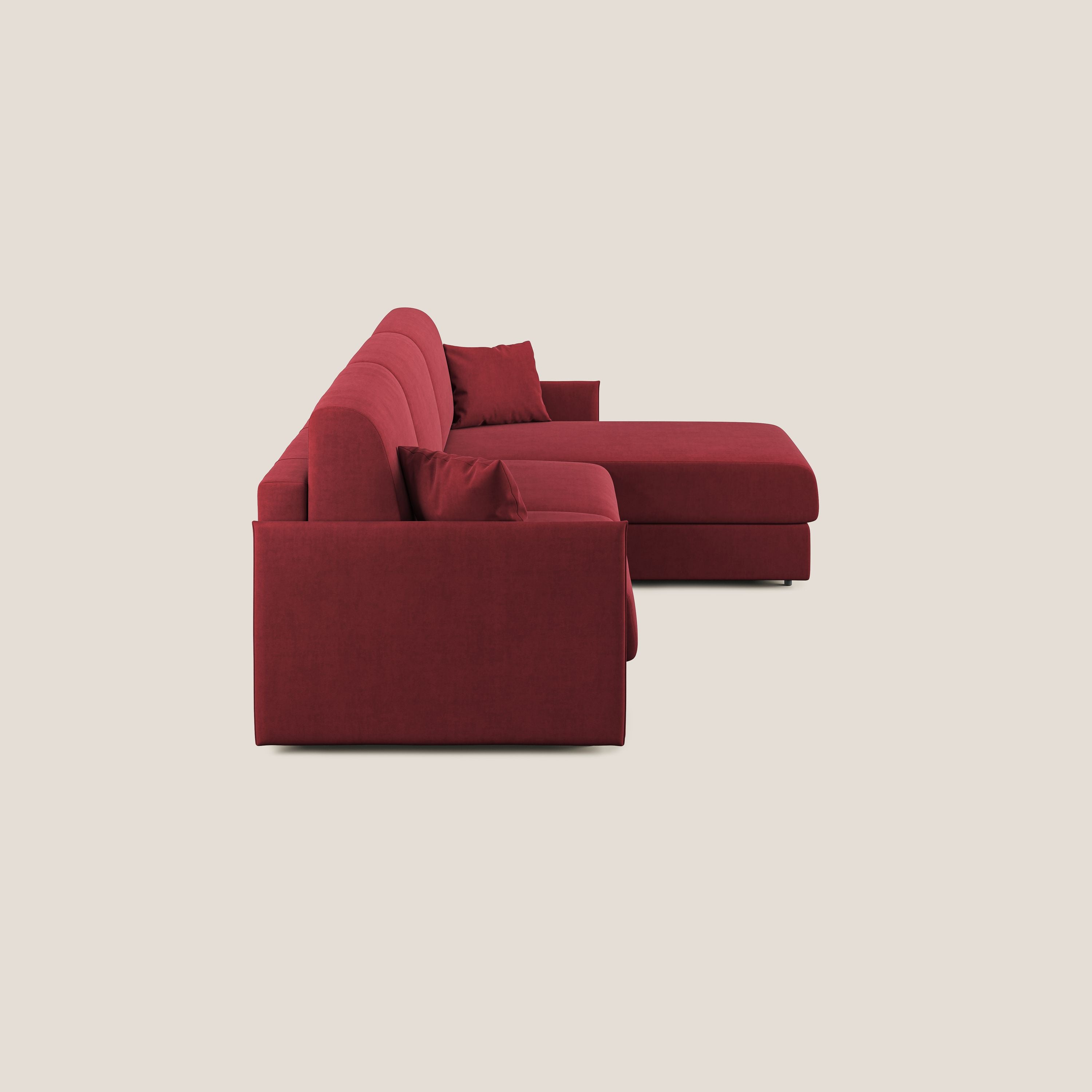 Evans Divano letto angolare con penisola in morbido tessuto impermeabile T02 - divani.store