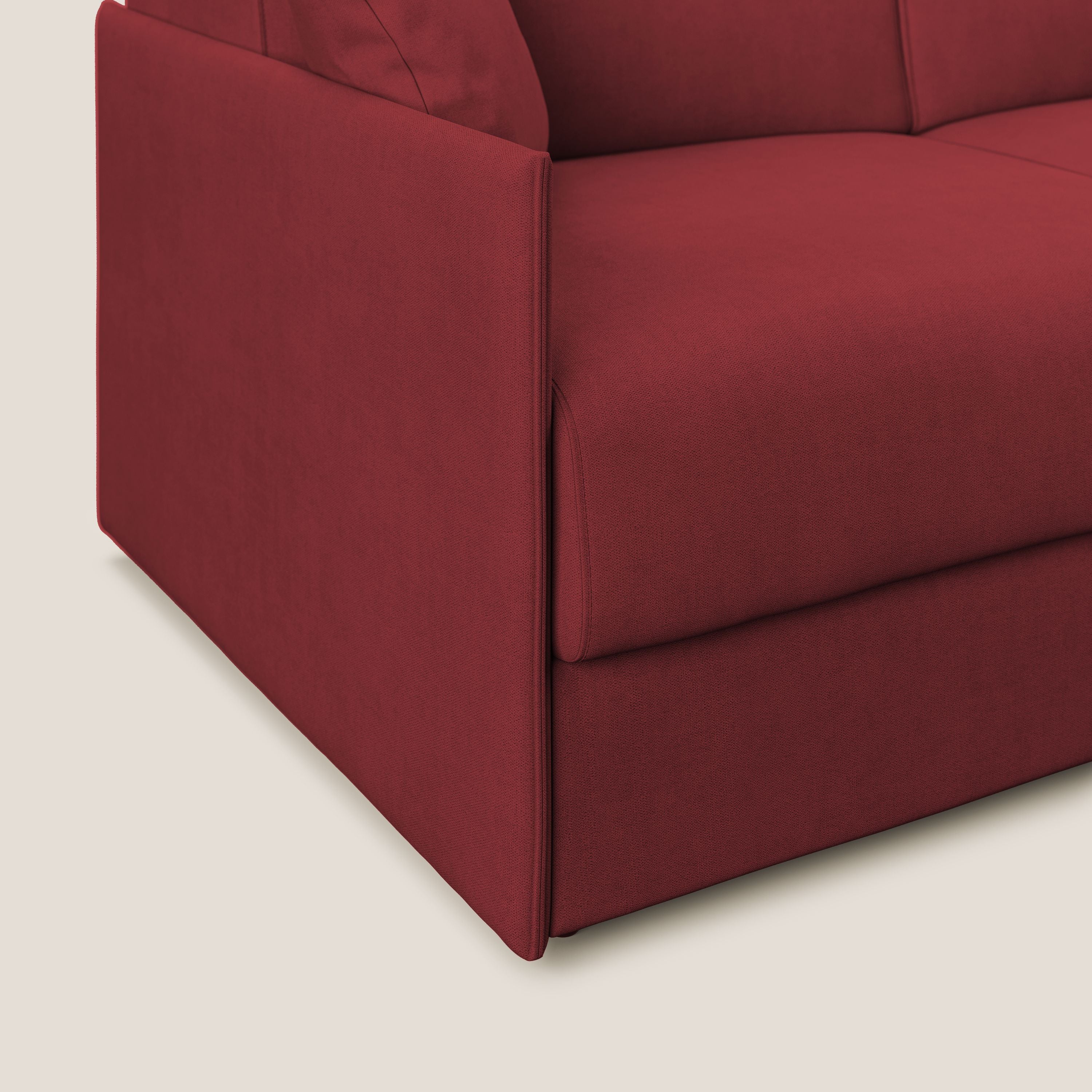 Evans Divano letto angolare con penisola in morbido tessuto impermeabile T02 - divani.store