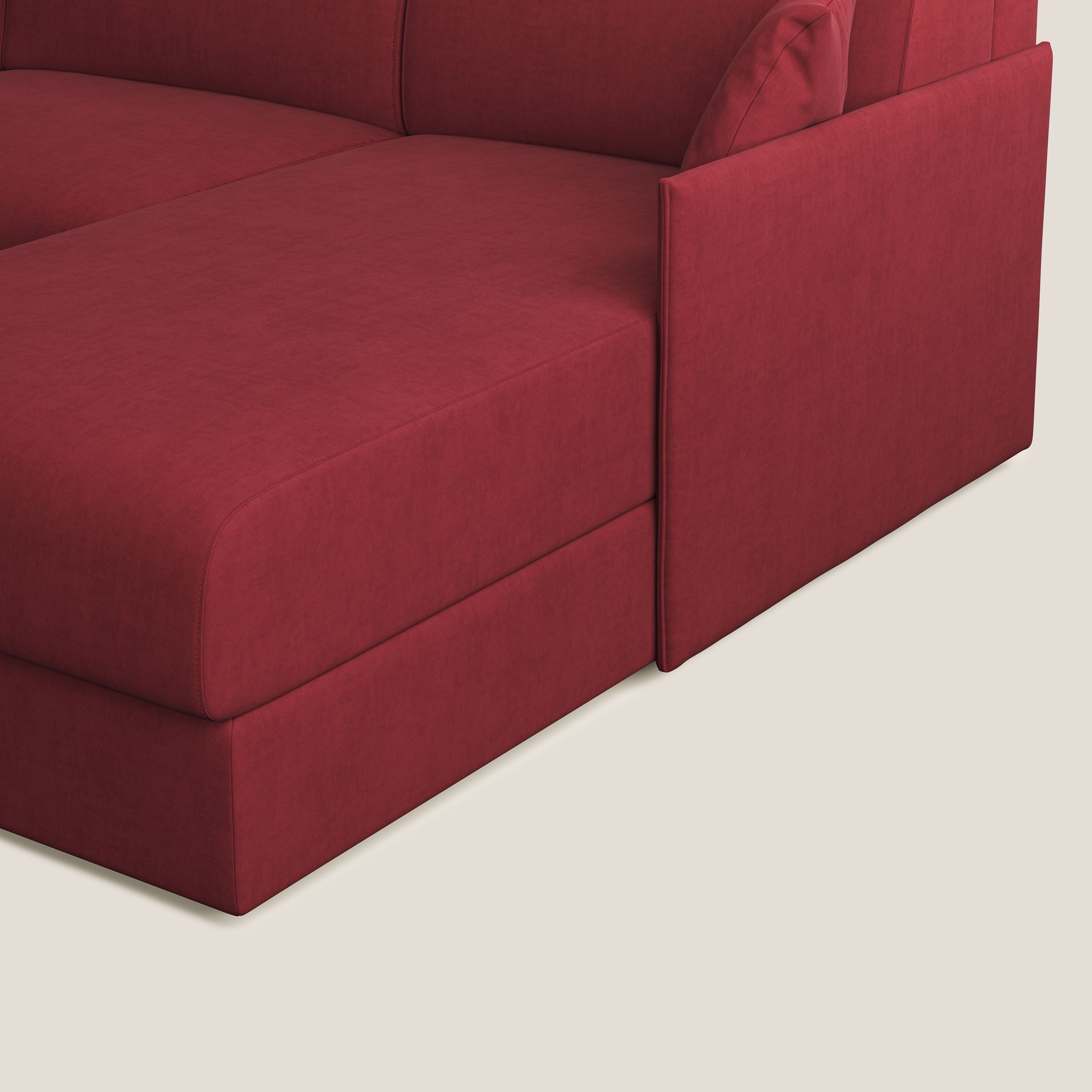 Evans Divano letto angolare con penisola in morbido tessuto impermeabile T02 - divani.store