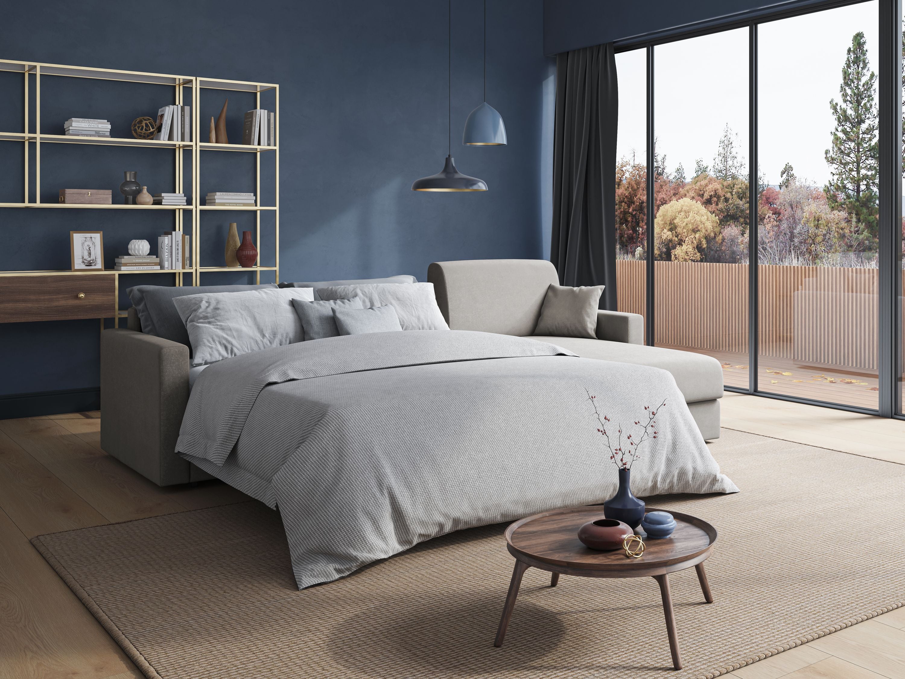 Chris Divano letto angolare con penisola in microfibra smacchiabile T11 - divani.store