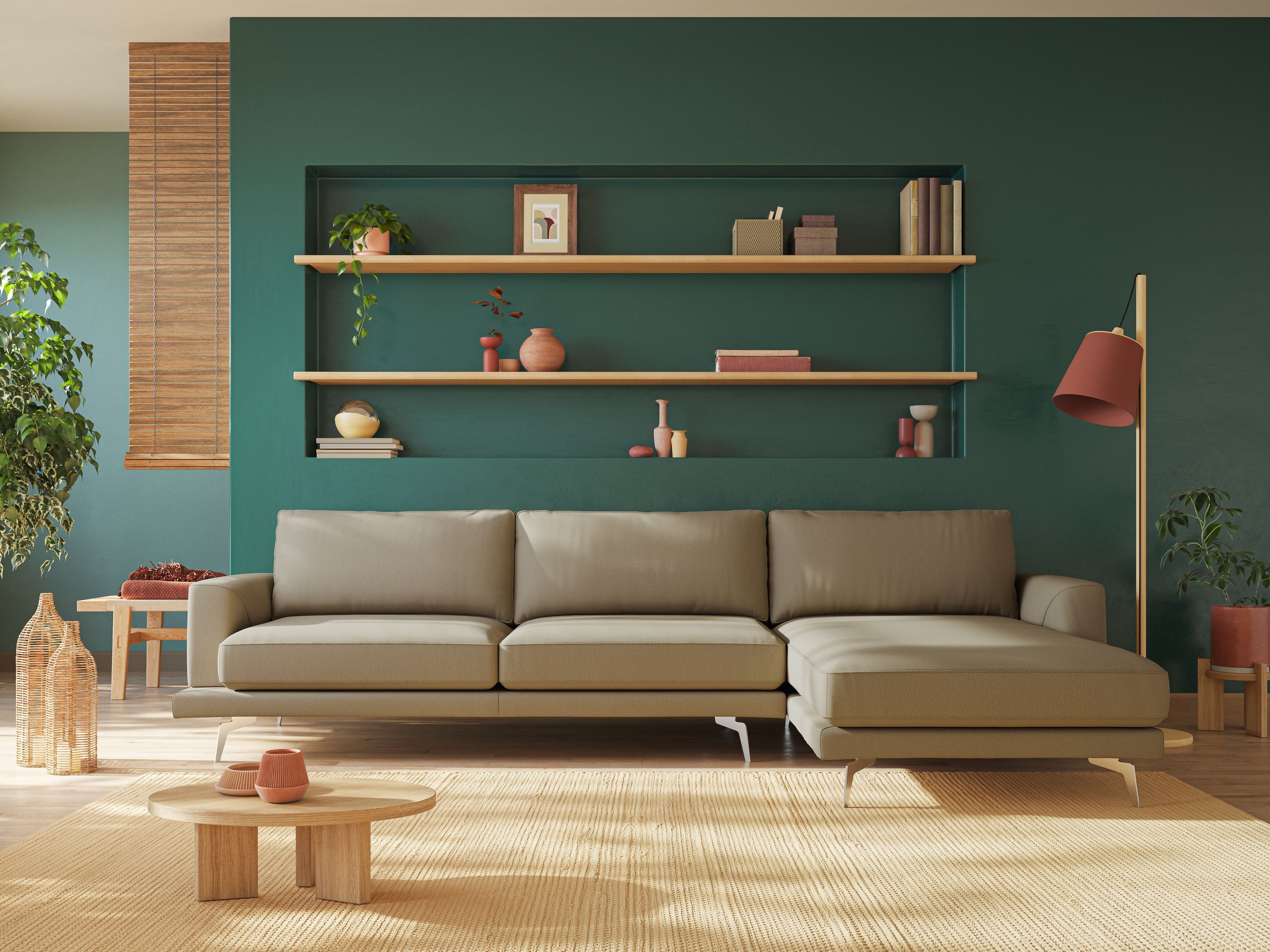 Dorian divano moderno angolare con penisola in tessuto morbido antimacchia T05 - divani.store