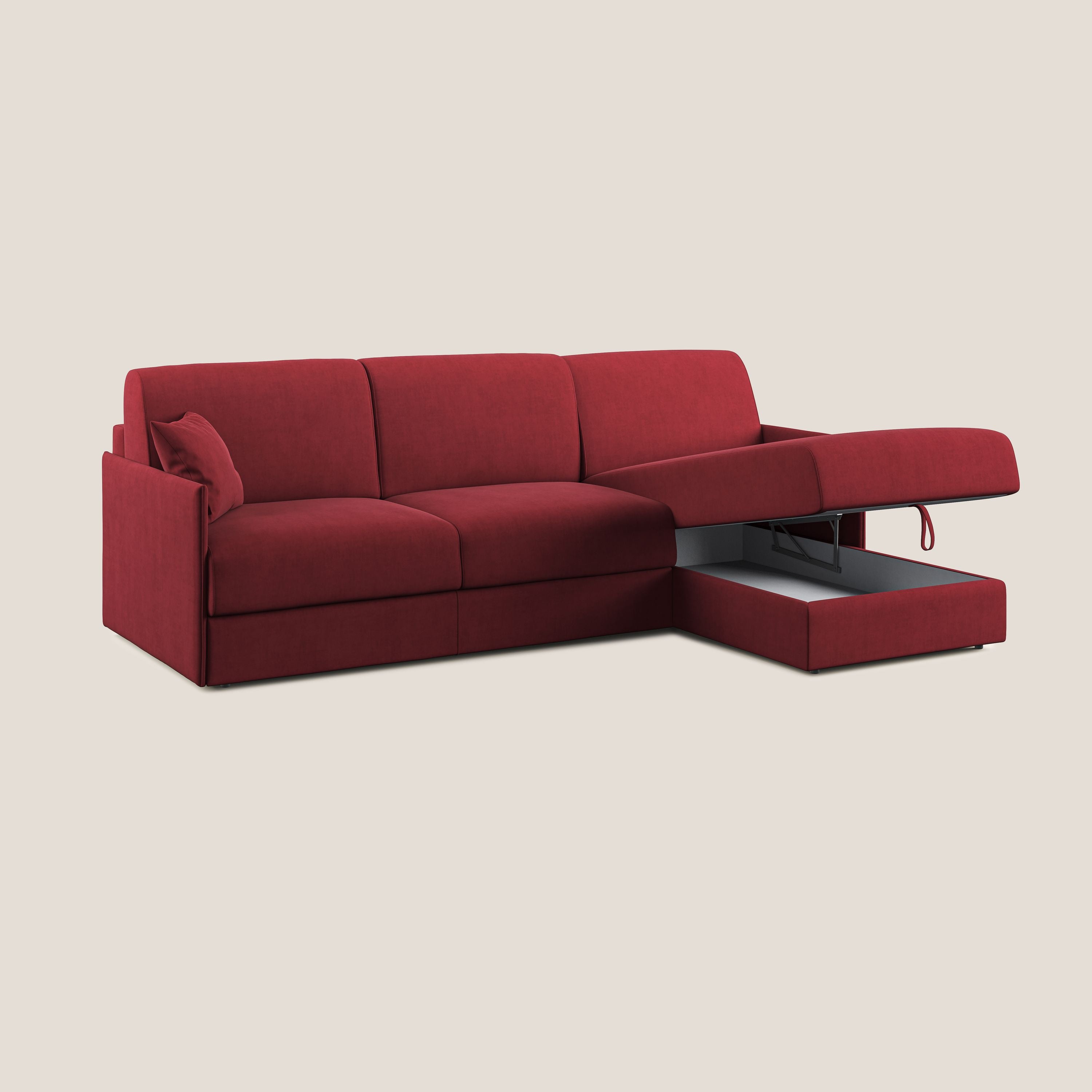 Evans Divano letto angolare con penisola in morbido tessuto impermeabile T02 - divani.store