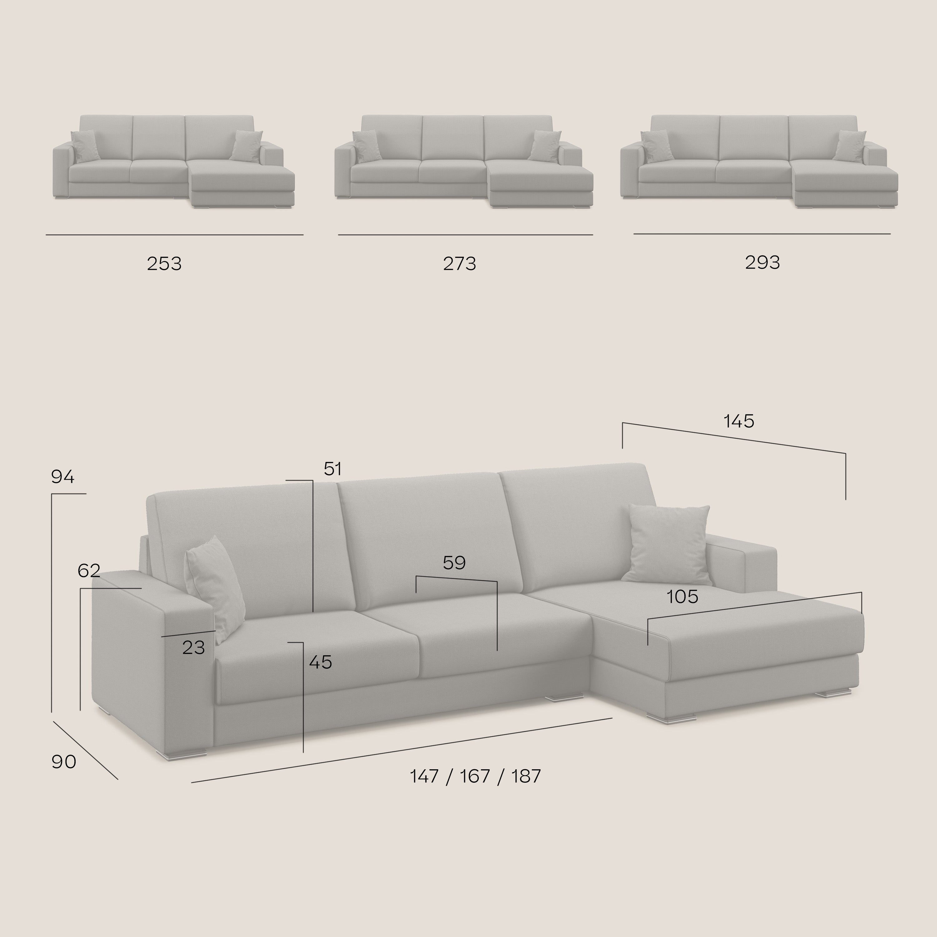 Marte divano angolare in tessuto smacchiabile impermeabile T08 - divani.store