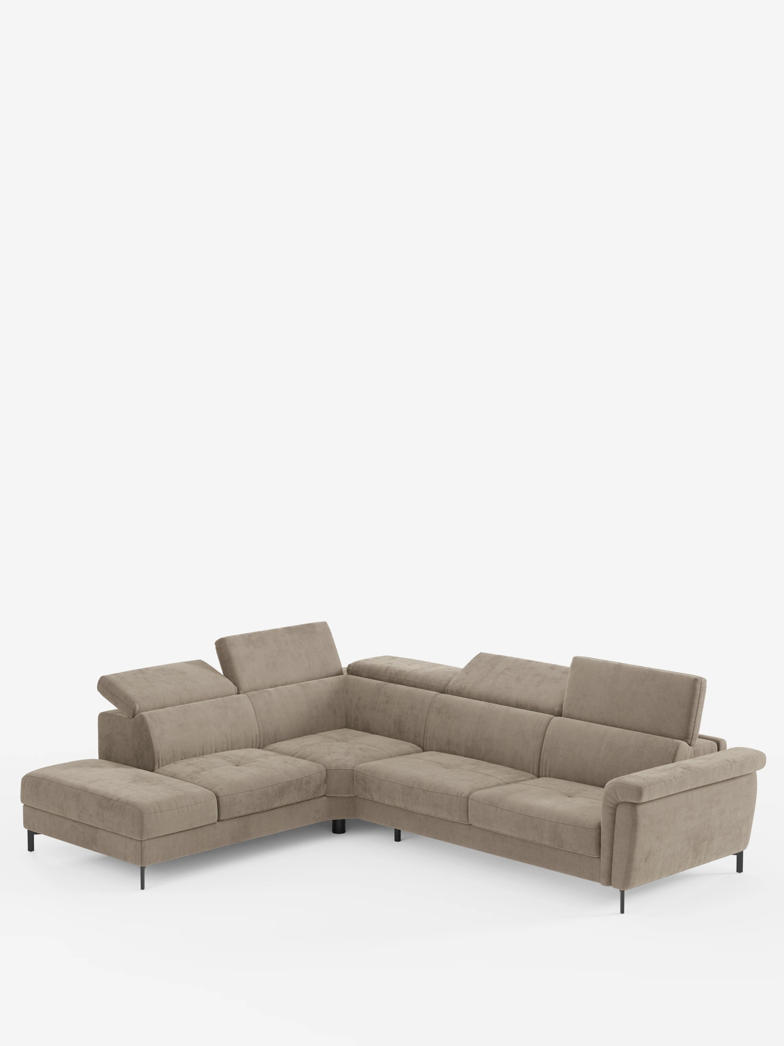 Capri canapé d'angle convertible avec Têtières Réglables et Matelas haute performance en Tissu Effet Velours Détachable T30