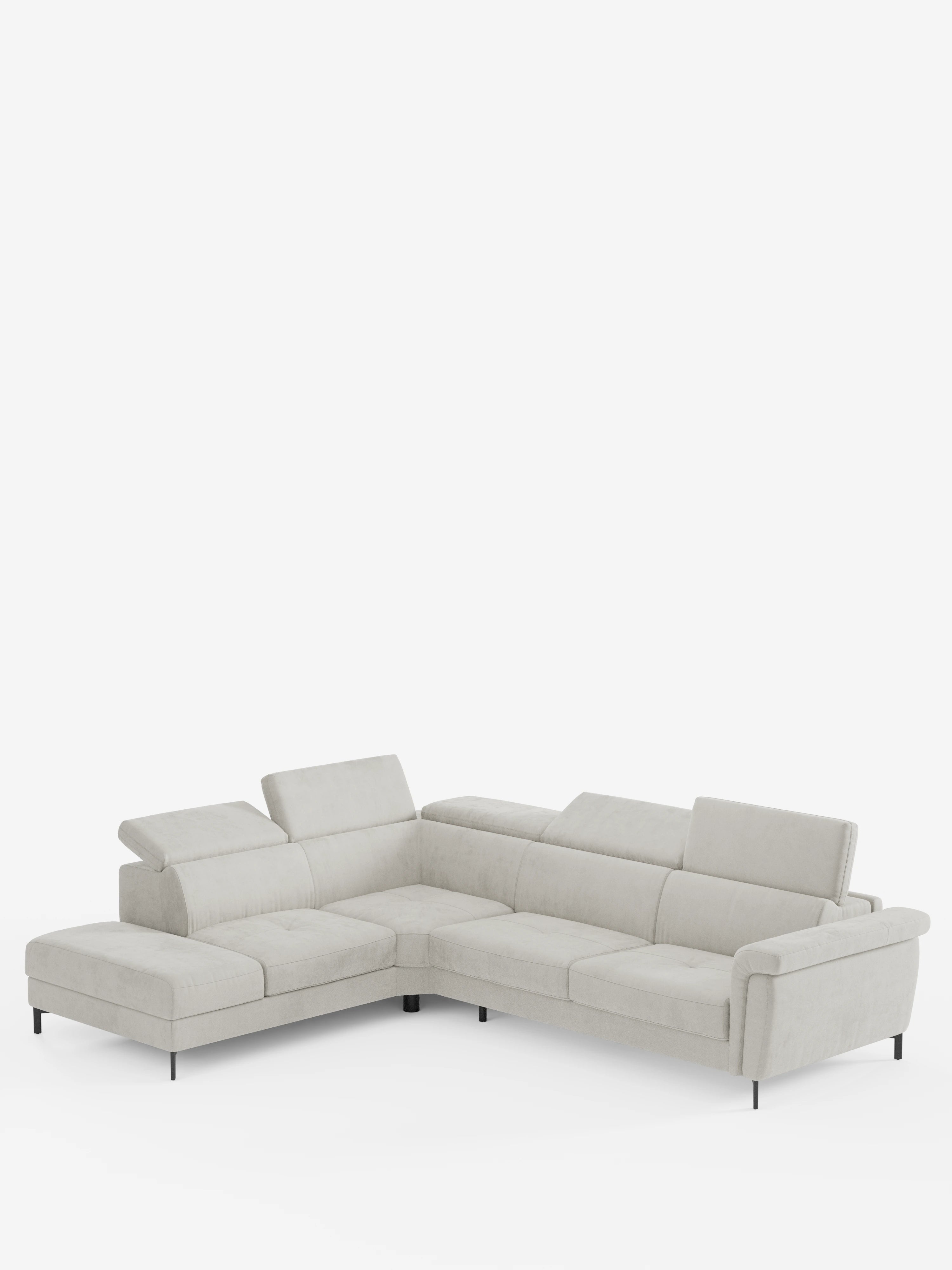 Capri canapé d'angle convertible avec Têtières Réglables et Matelas haute performance en Tissu Effet Velours Détachable T30