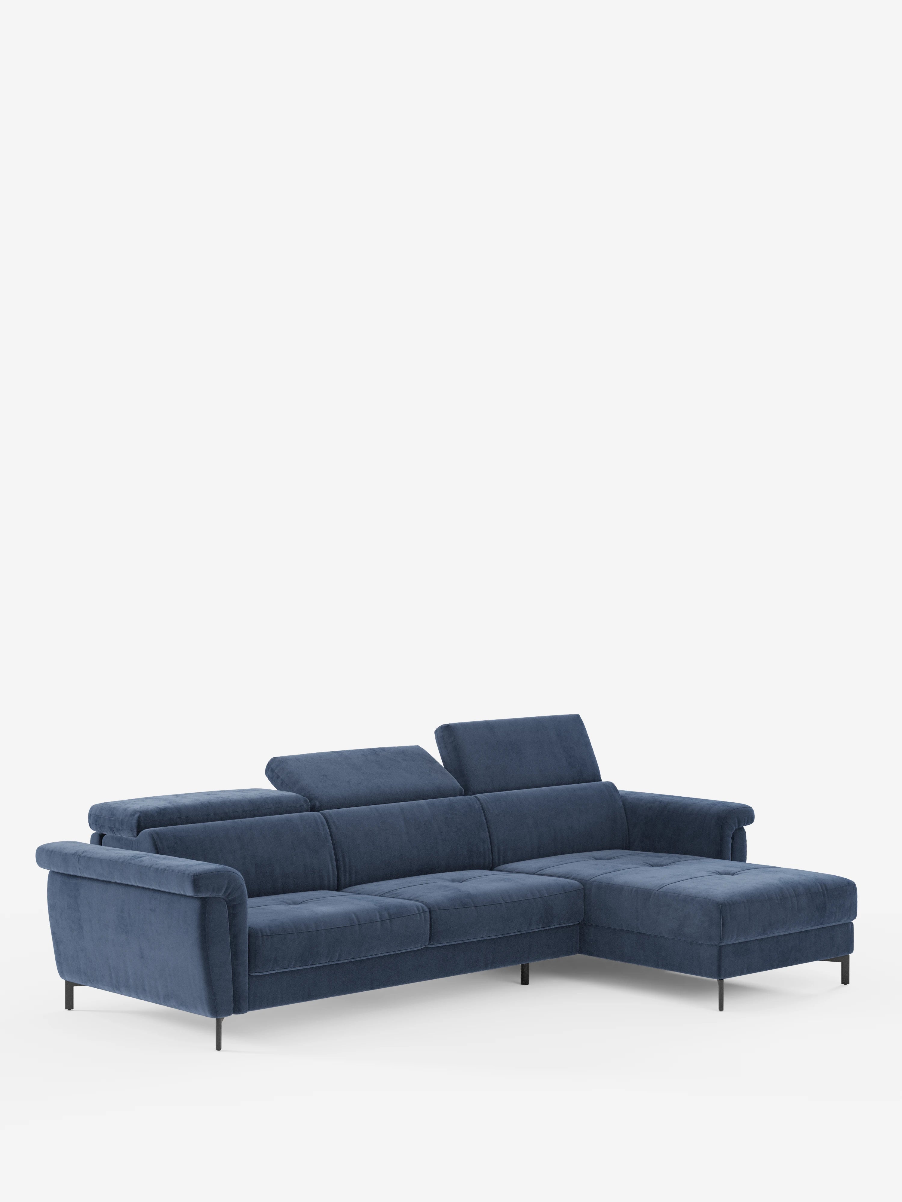 Capri canapé convertible avec méridienne coffre et têtières réglables - Tissu Effet Velours Détachable T30