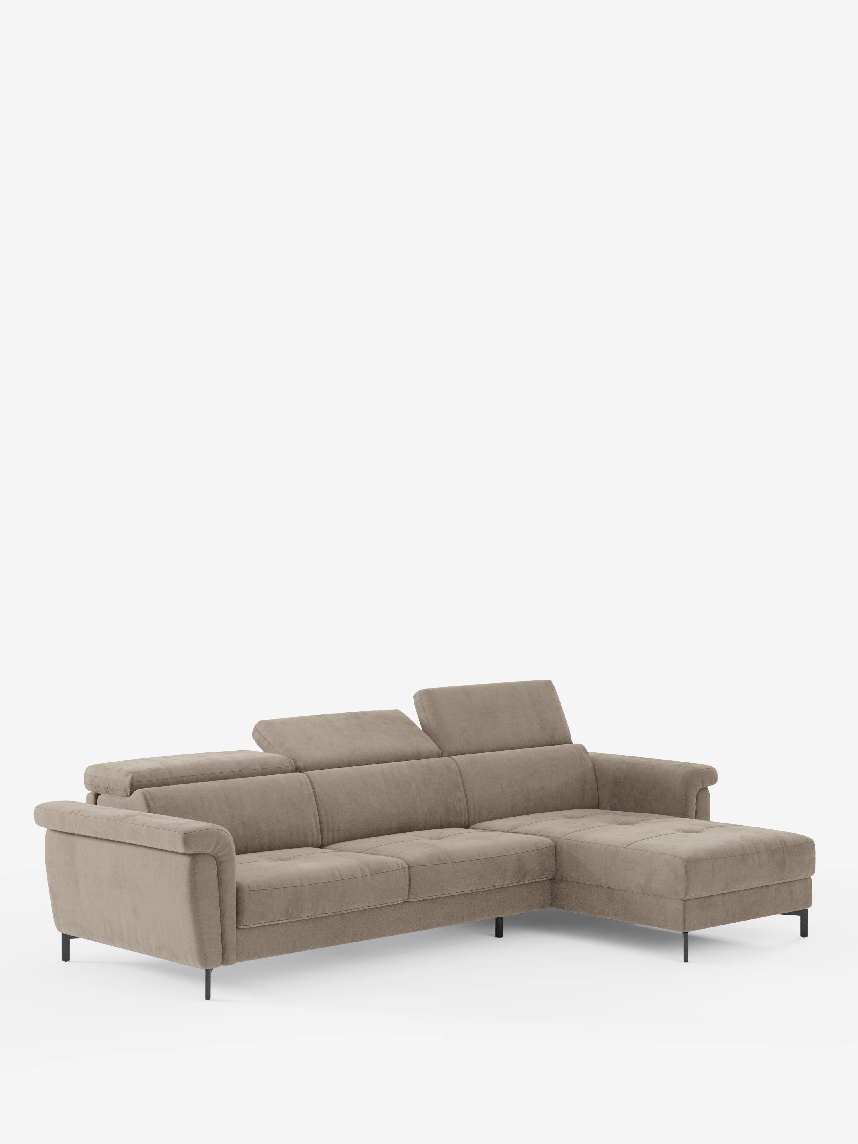 Capri canapé convertible avec méridienne coffre et têtières réglables - Tissu Effet Velours Détachable T30