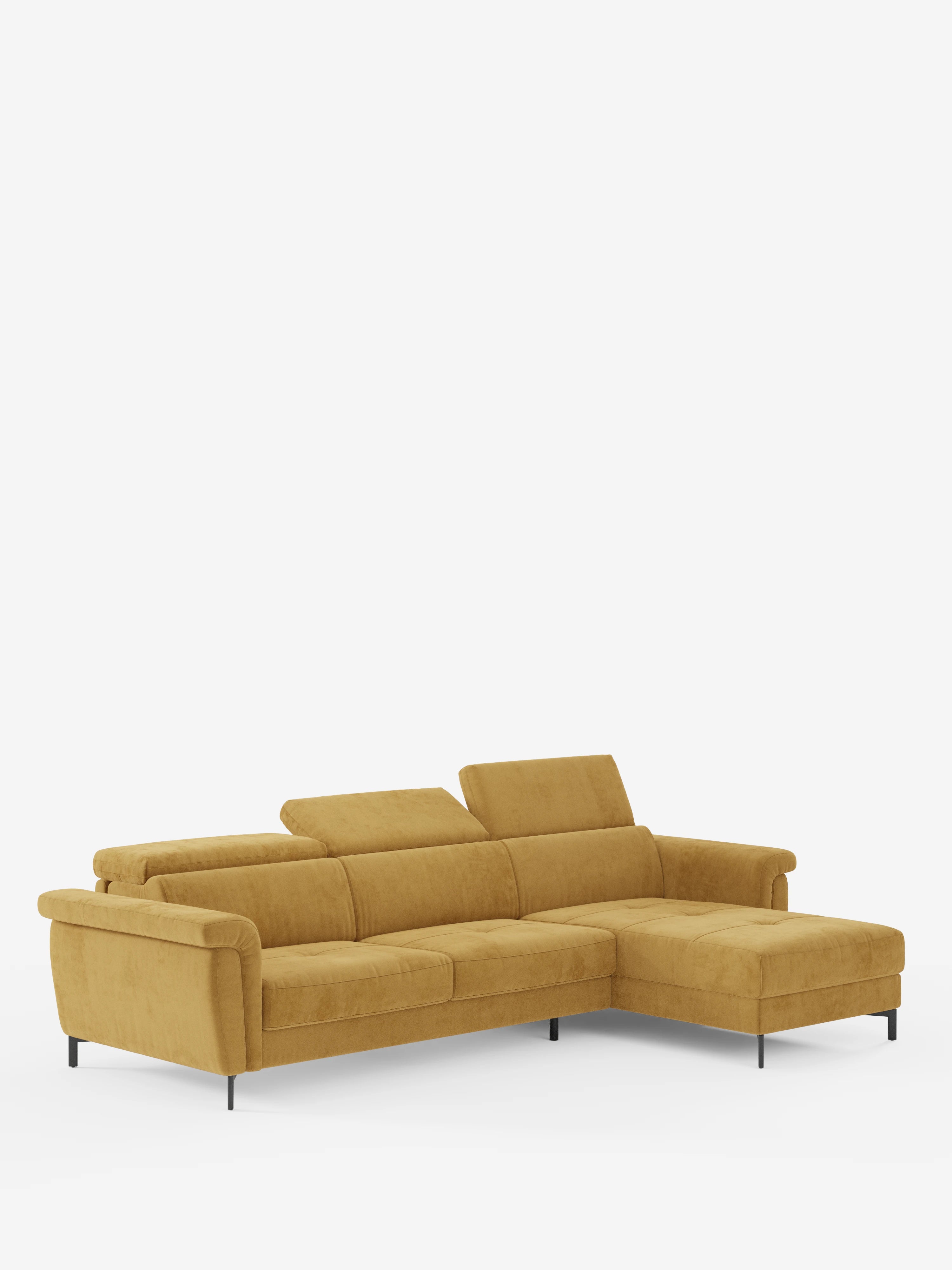 Capri canapé convertible avec méridienne coffre et têtières réglables - Tissu Effet Velours Détachable T30