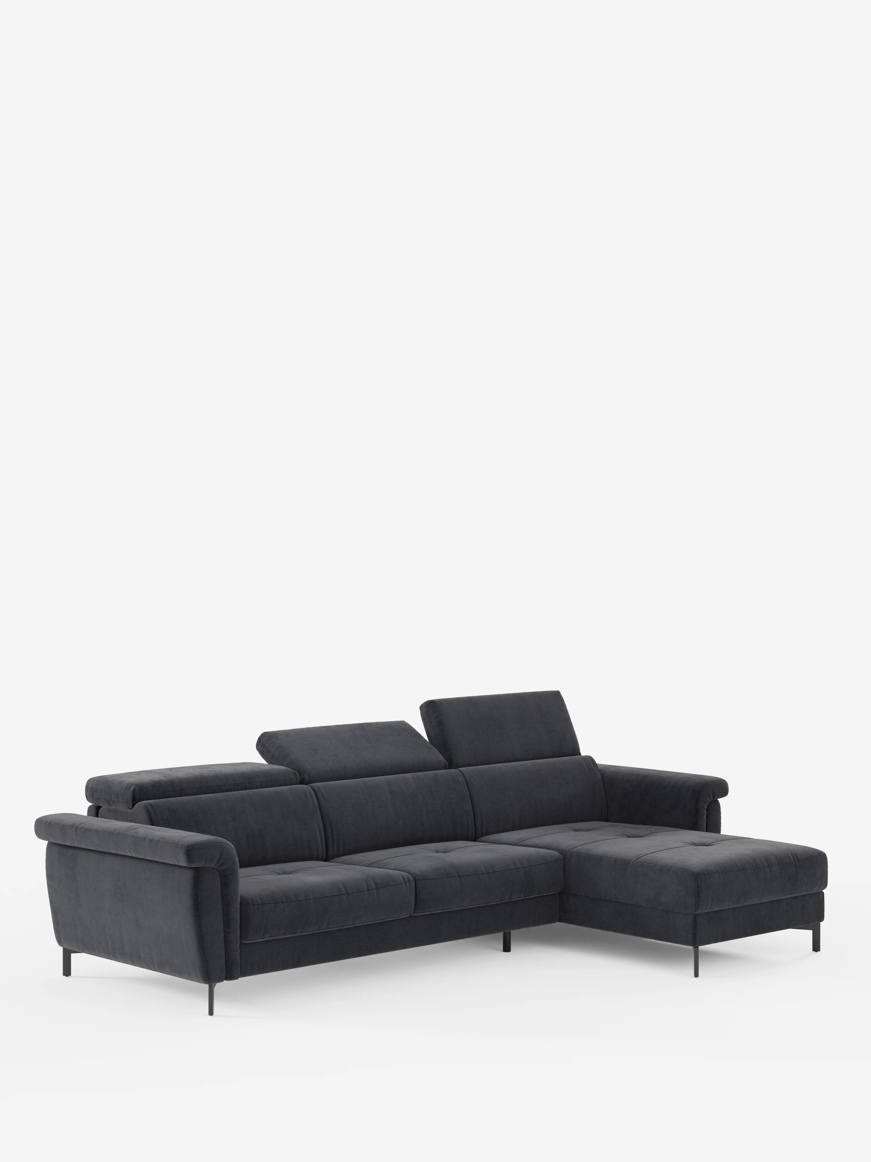 Capri canapé convertible avec méridienne coffre et têtières réglables - Tissu Effet Velours Détachable T30