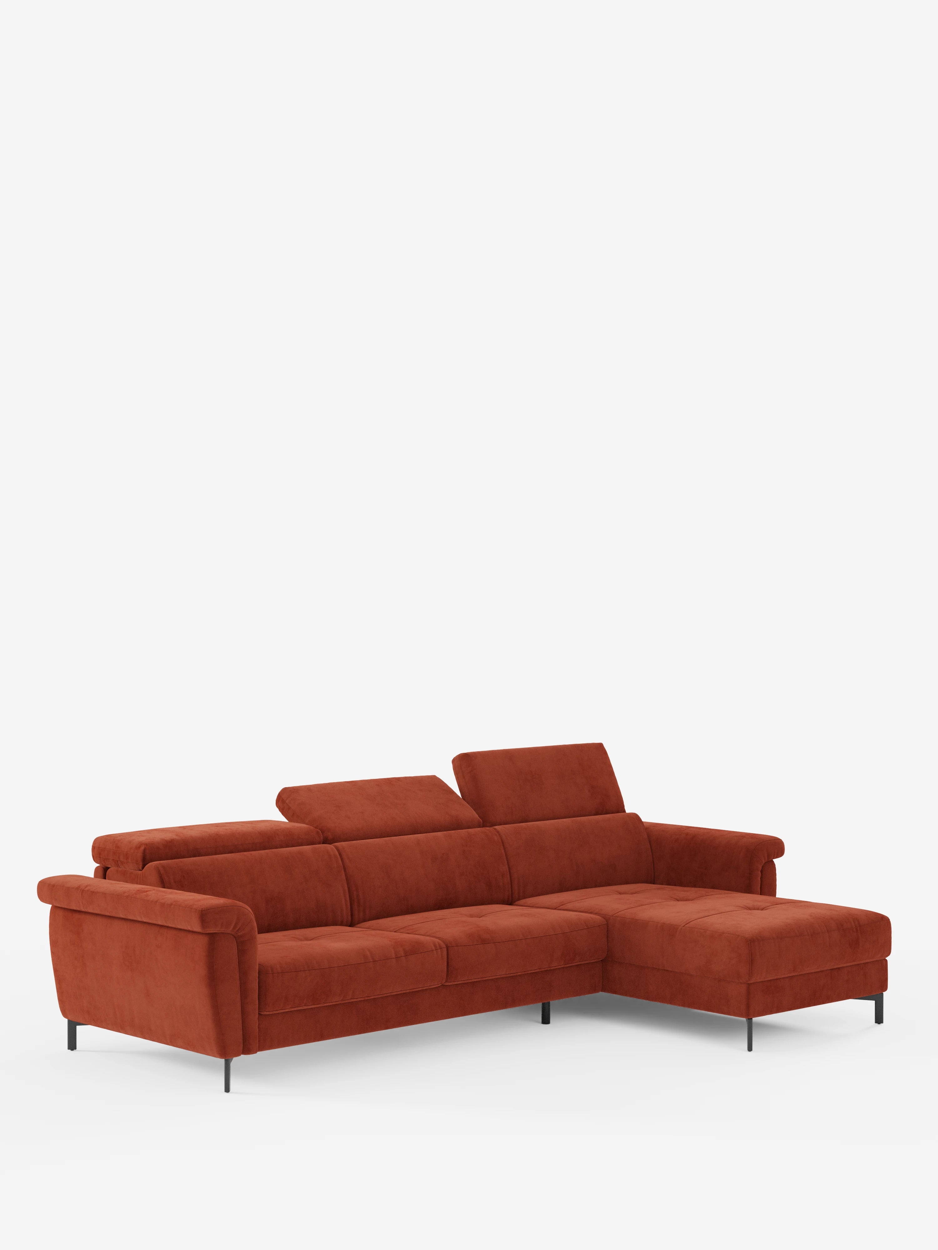 Capri canapé convertible avec méridienne coffre et têtières réglables - Tissu Effet Velours Détachable T30