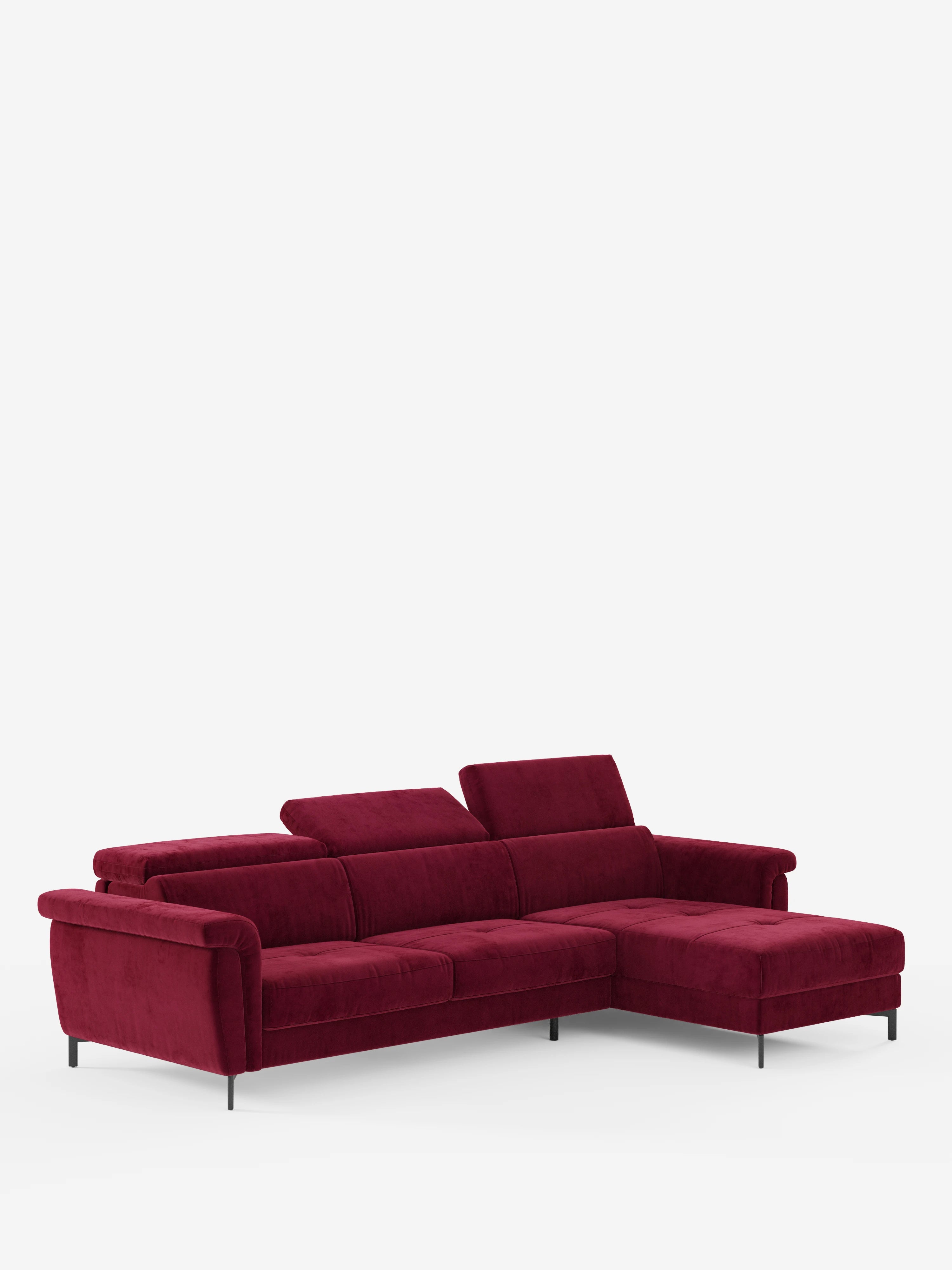 Capri canapé convertible avec méridienne coffre et têtières réglables - Tissu Effet Velours Détachable T30