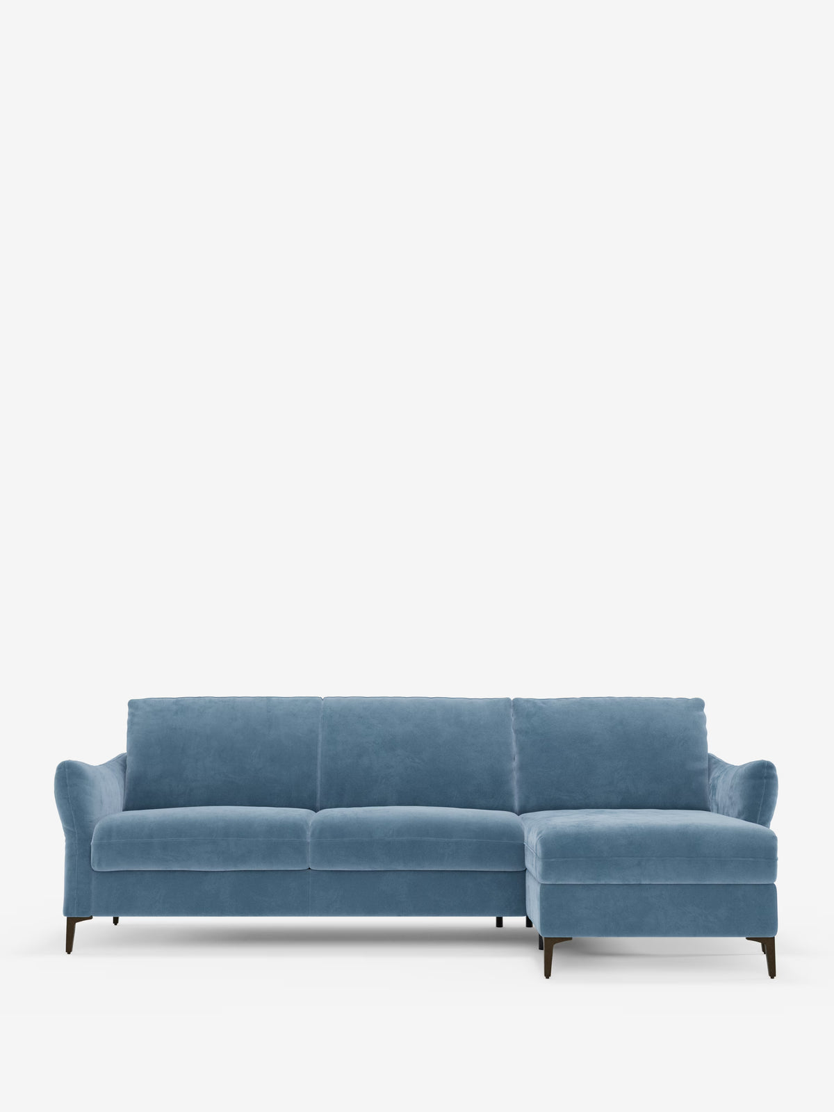 Dalia canapé-lit avec méridienne coffre de rangement et matelas de 18 cm de hauteur - pieds hauts et tissu anti-taches T30