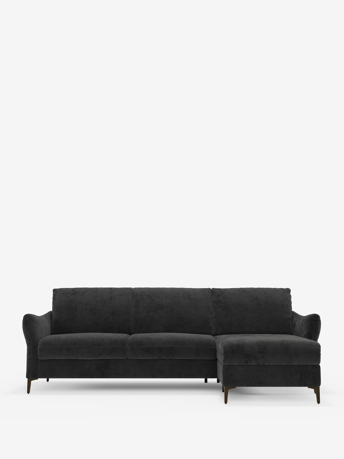 Dalia canapé-lit avec méridienne coffre de rangement et matelas de 18 cm de hauteur - pieds hauts et tissu anti-taches T30