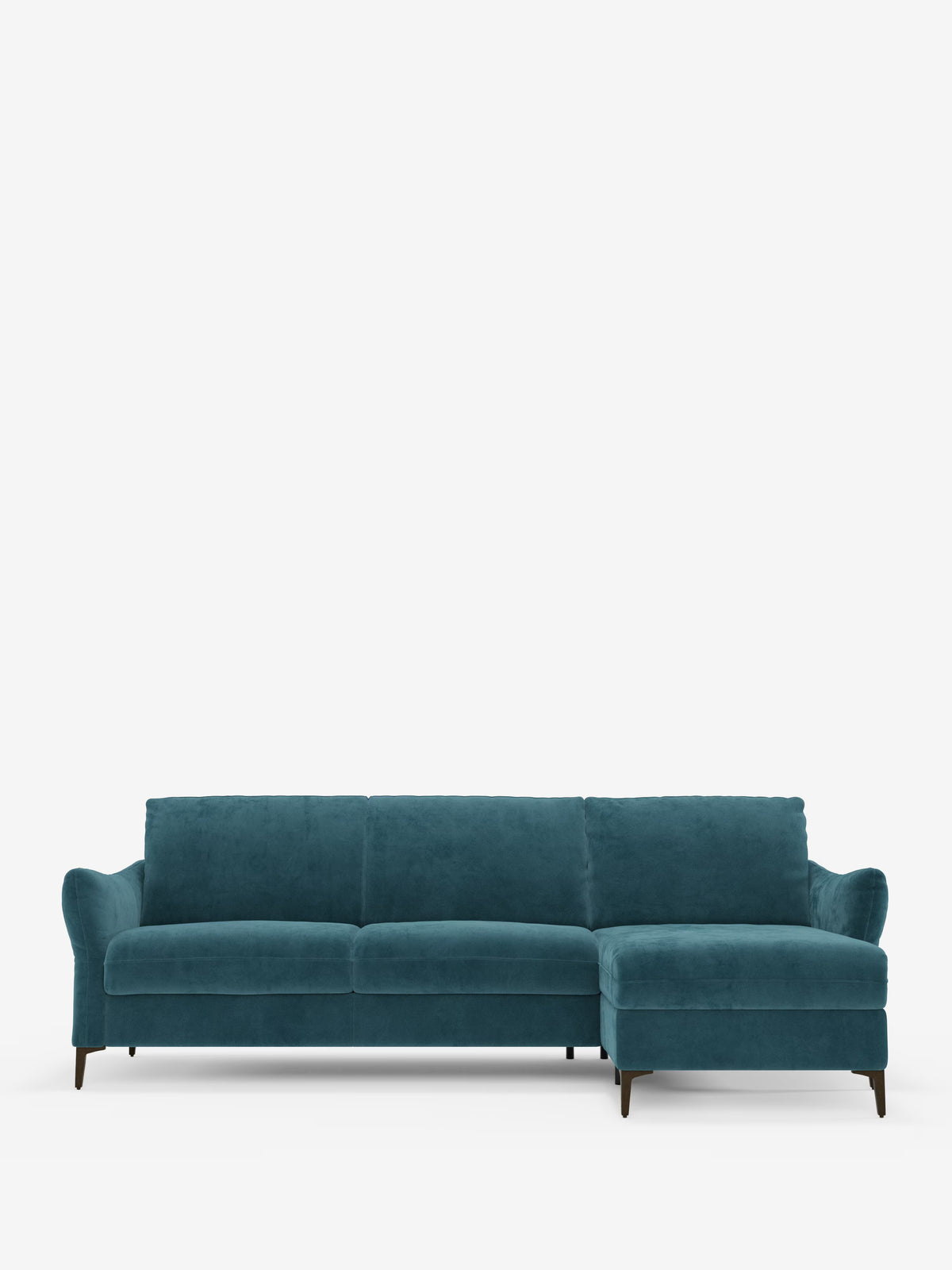Dalia canapé-lit avec méridienne coffre de rangement et matelas de 18 cm de hauteur - pieds hauts et tissu anti-taches T30