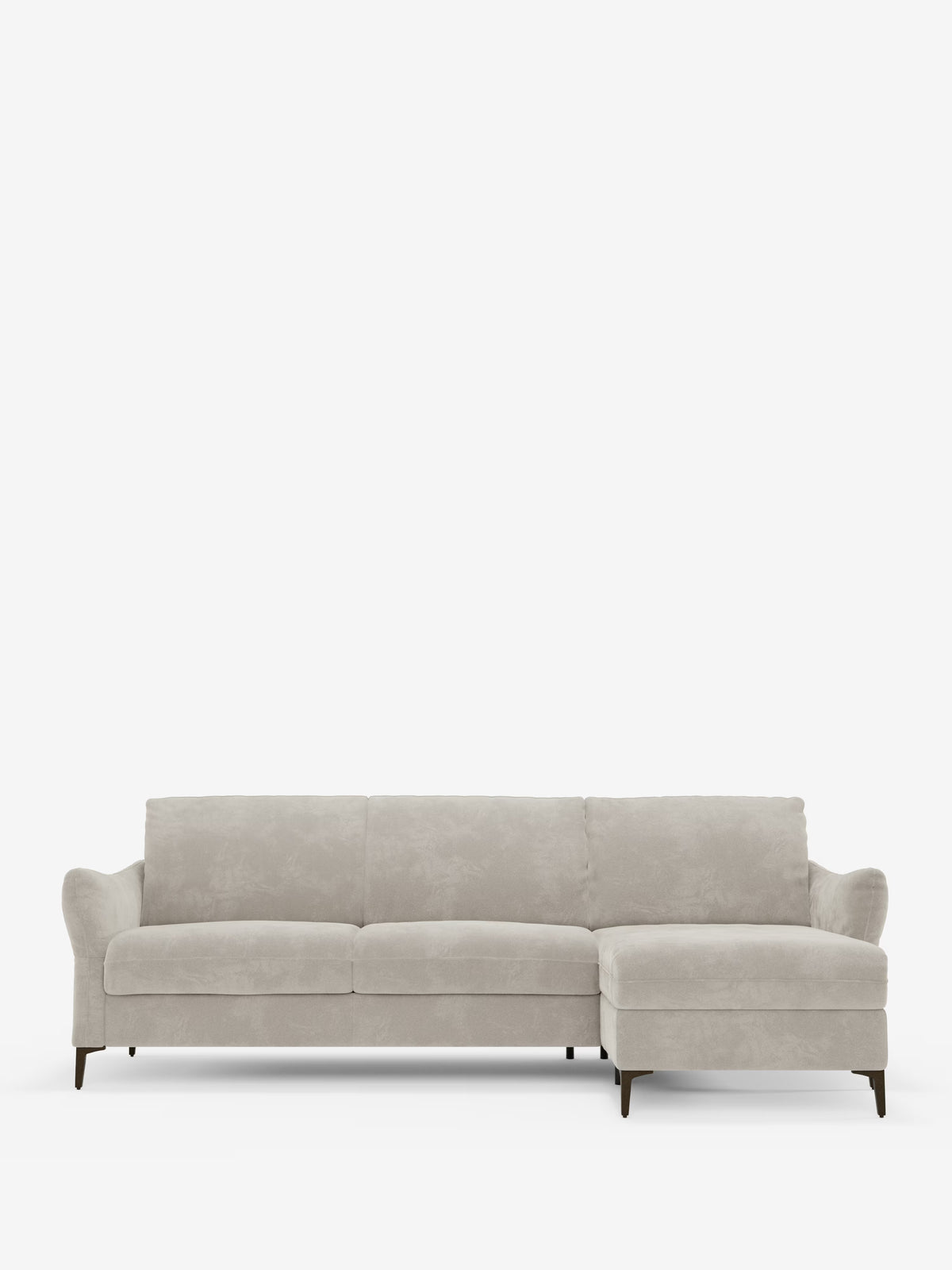 Dalia canapé-lit avec méridienne coffre de rangement et matelas de 18 cm de hauteur - pieds hauts et tissu anti-taches T30