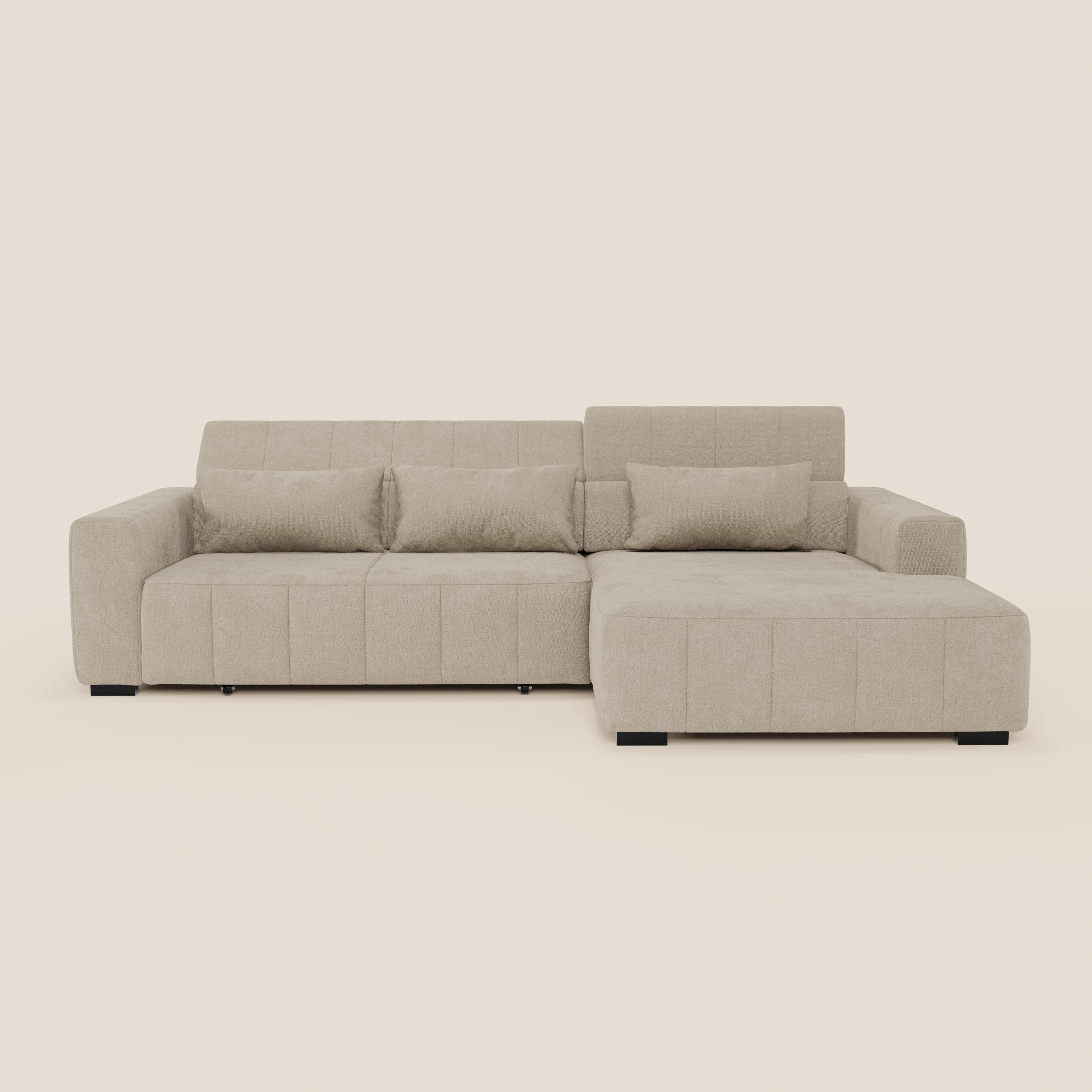 Doric Divano angolare con penisola e sedute allungabili con relax elettrico - poggiatesta reclinabili in tessuto smacchiabile T23 - divani.store