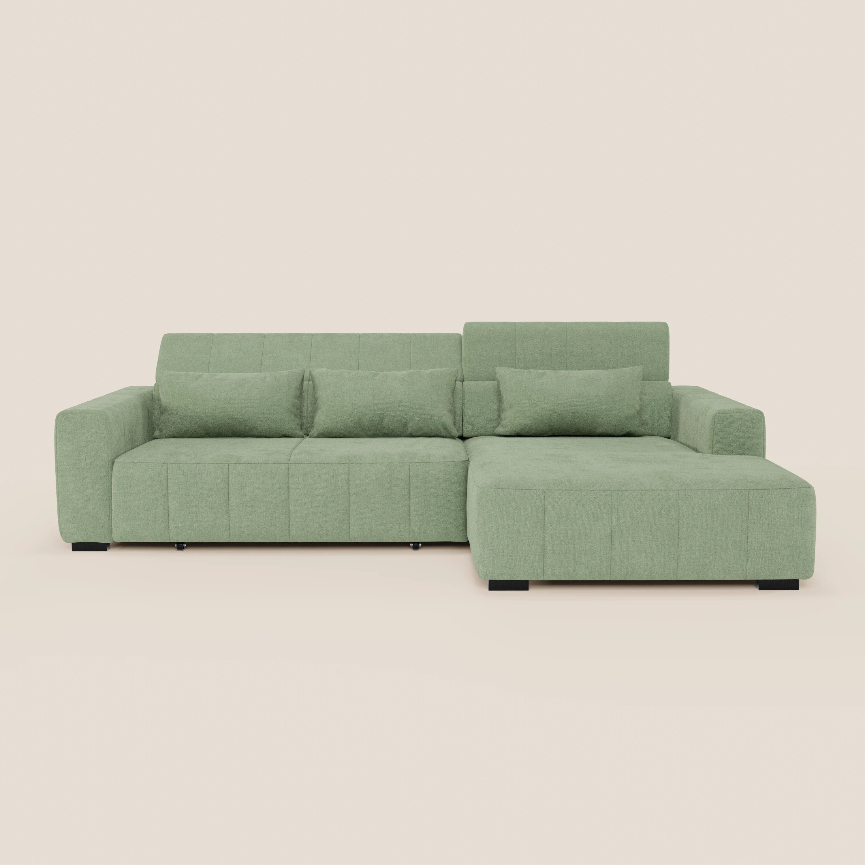 Doric Divano angolare con penisola e sedute allungabili con relax elettrico - poggiatesta reclinabili in tessuto smacchiabile T23 - divani.store