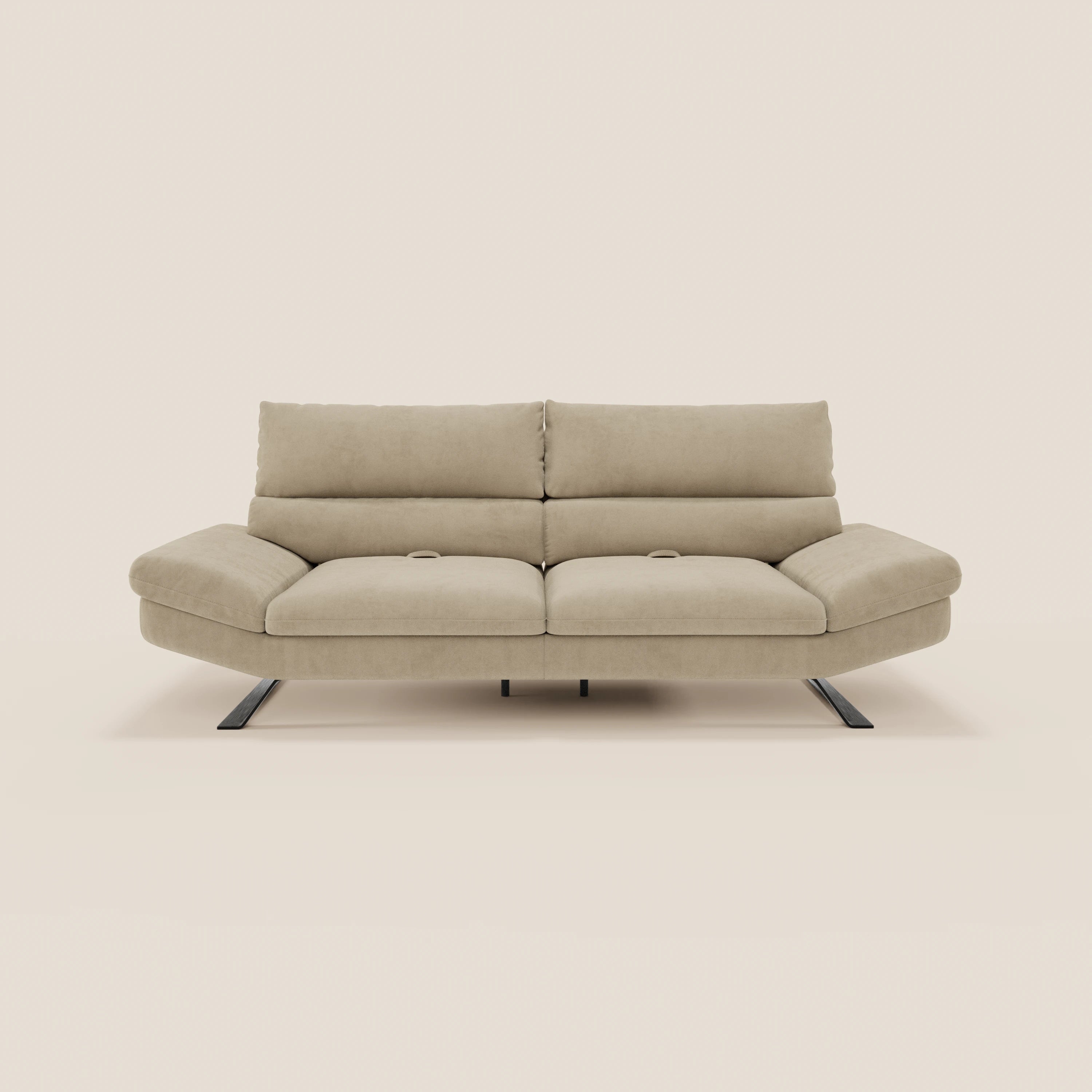 Eclipse Divano dal design moderno 2 e 3 posti con schienali traslanti - piedini alti in elegante microfibra smacchiabile T11 - divani.store