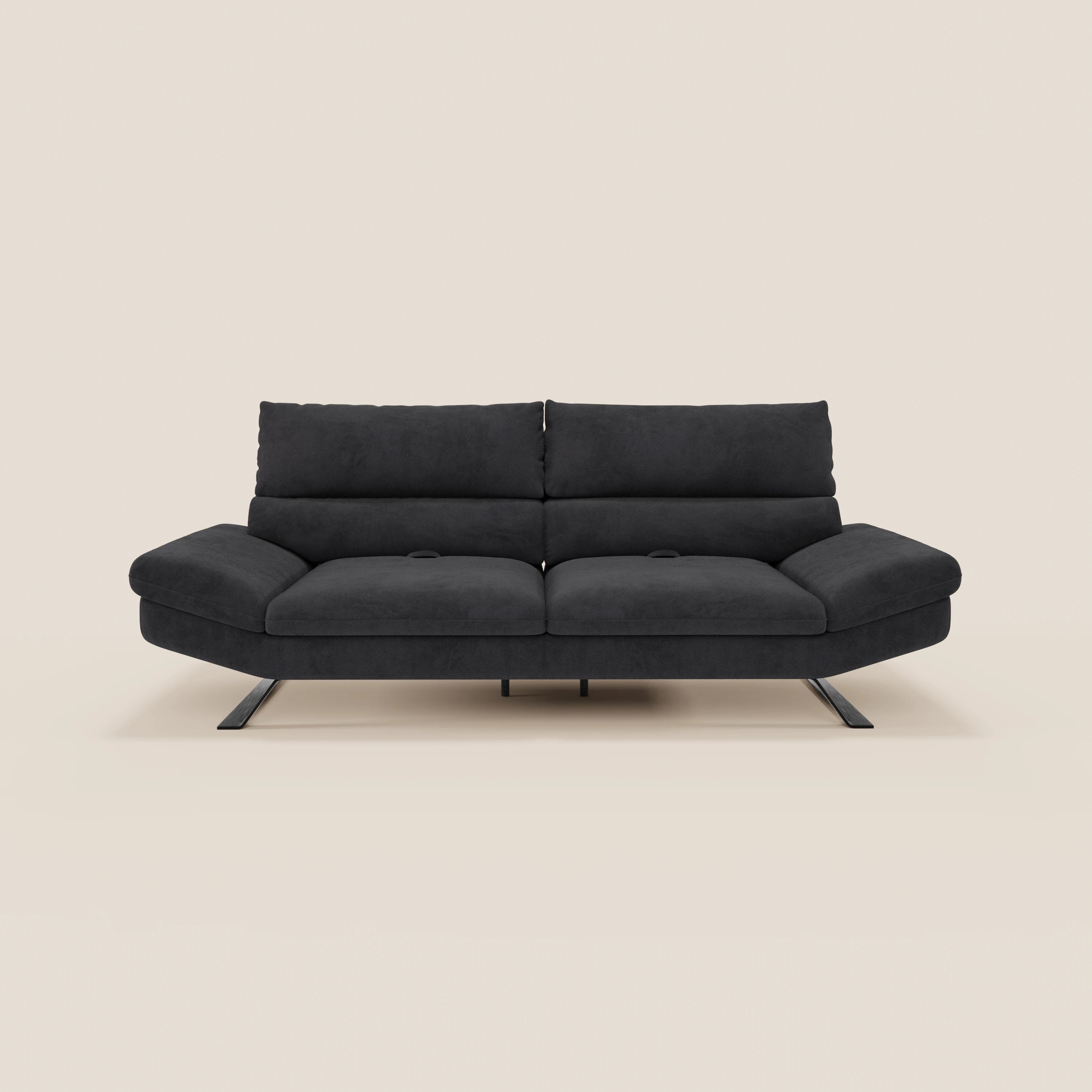Eclipse Divano dal design moderno 2 e 3 posti con schienali traslanti - piedini alti in elegante microfibra smacchiabile T11 - divani.store